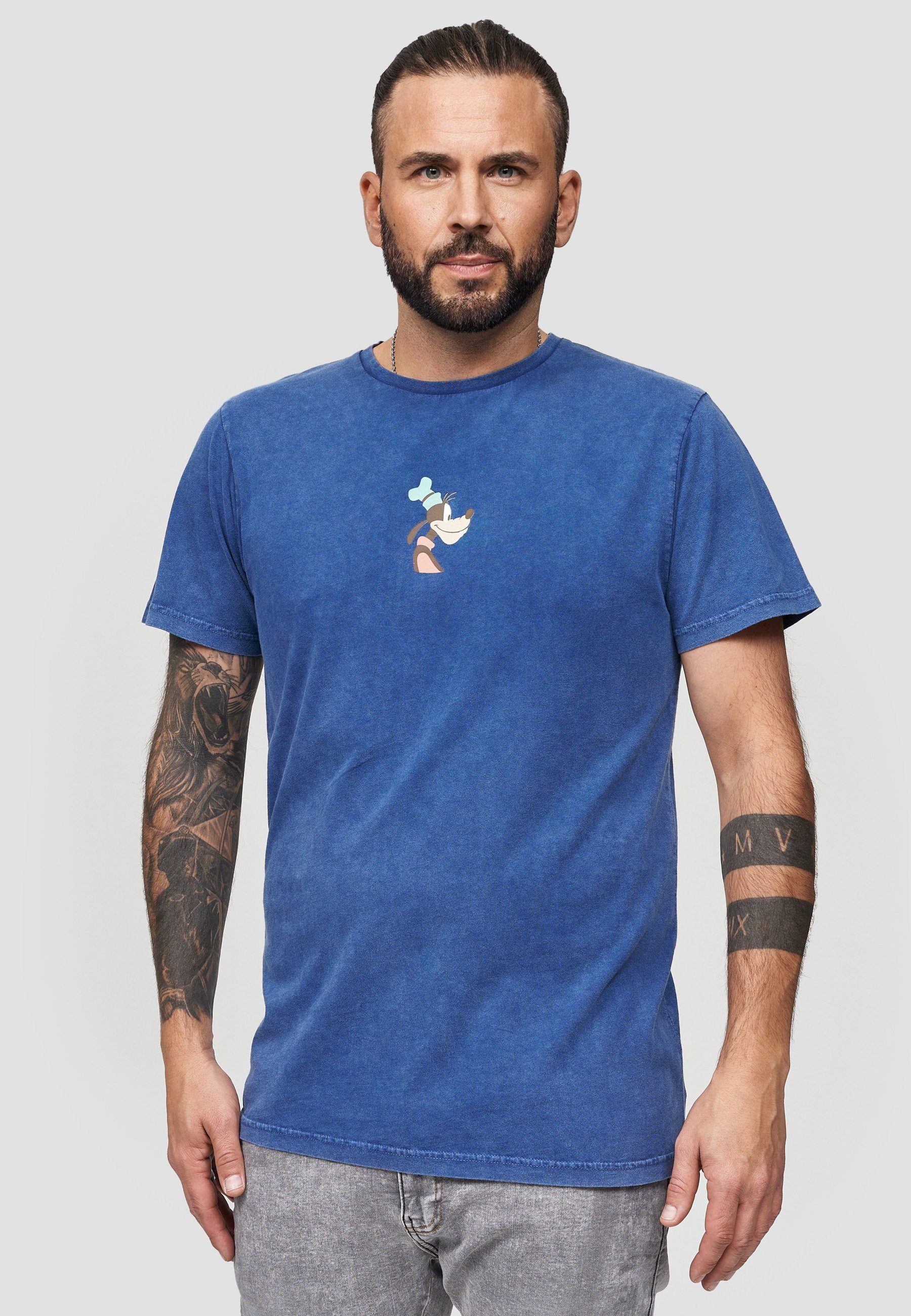 Bio-Baumwolle zertifizierte Recovered GOTS Blau T-Shirt Disney Goofy Side Profile