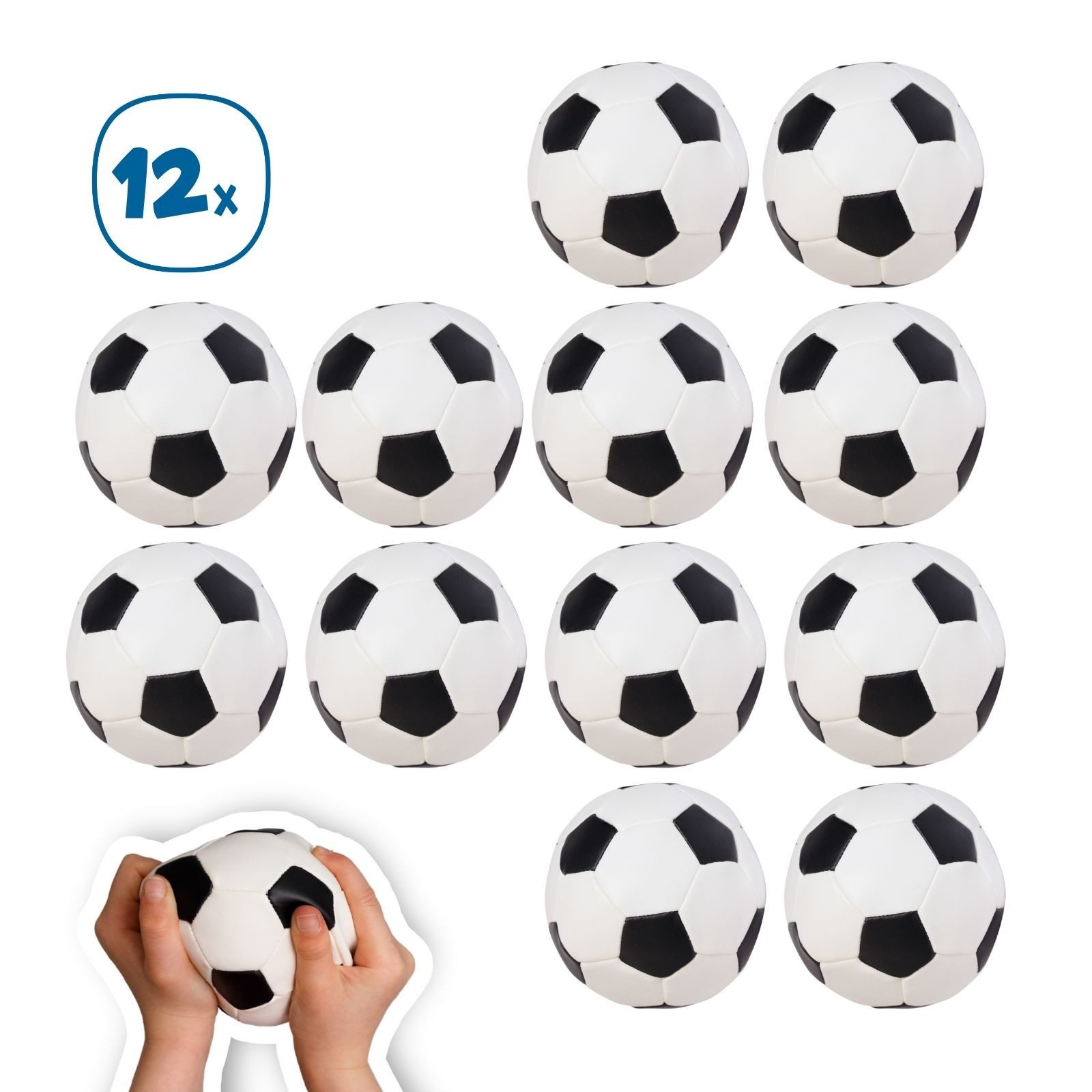 alldoro Softball klein Ø 10 cm, 12 Soft-Fußbälle schwarz-weiß für Kinder ab 0 Jahre, 12 Kinderbälle, extra weich & leicht, Ballspiele für drinnen & draußen