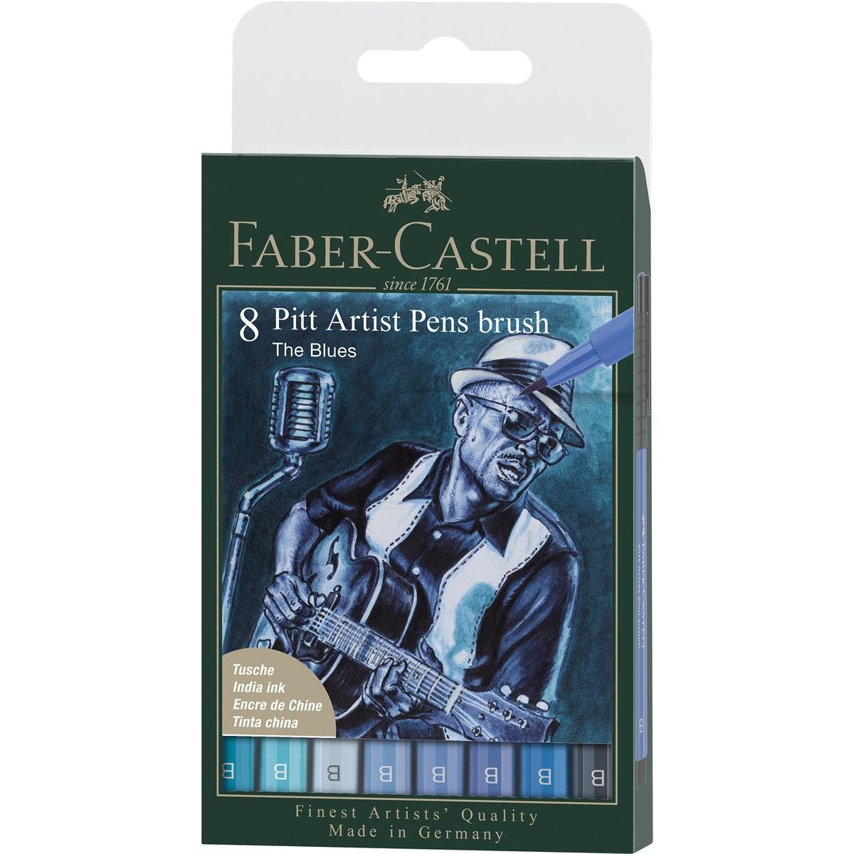 Faber-Castell Künstlerstift Faber-Castell Pitt Artist Pen Brush Tuschestift - 8er Etui