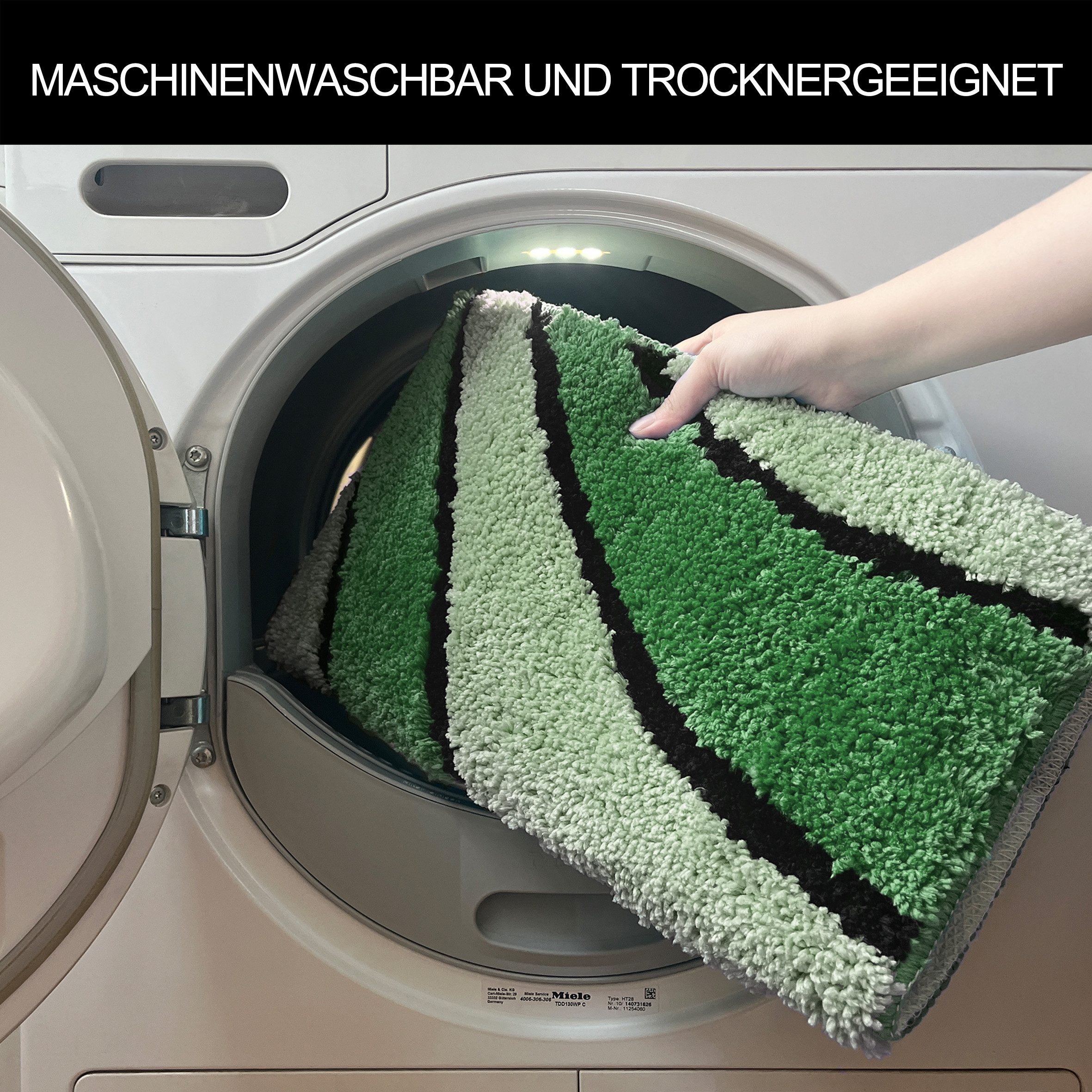 OTTO home Badematte Anna, Badvorleger, Badezimmer Teppich, Höhe 16 mm, rutschhemmend beschichtet, schnell trocknend, fußbodenheizungsgeeignet, Polyester, rechteckig, 3tlg Set Hänge WC, Badteppich, Hoch Tief Effekt, Modern, Weich, Wellen