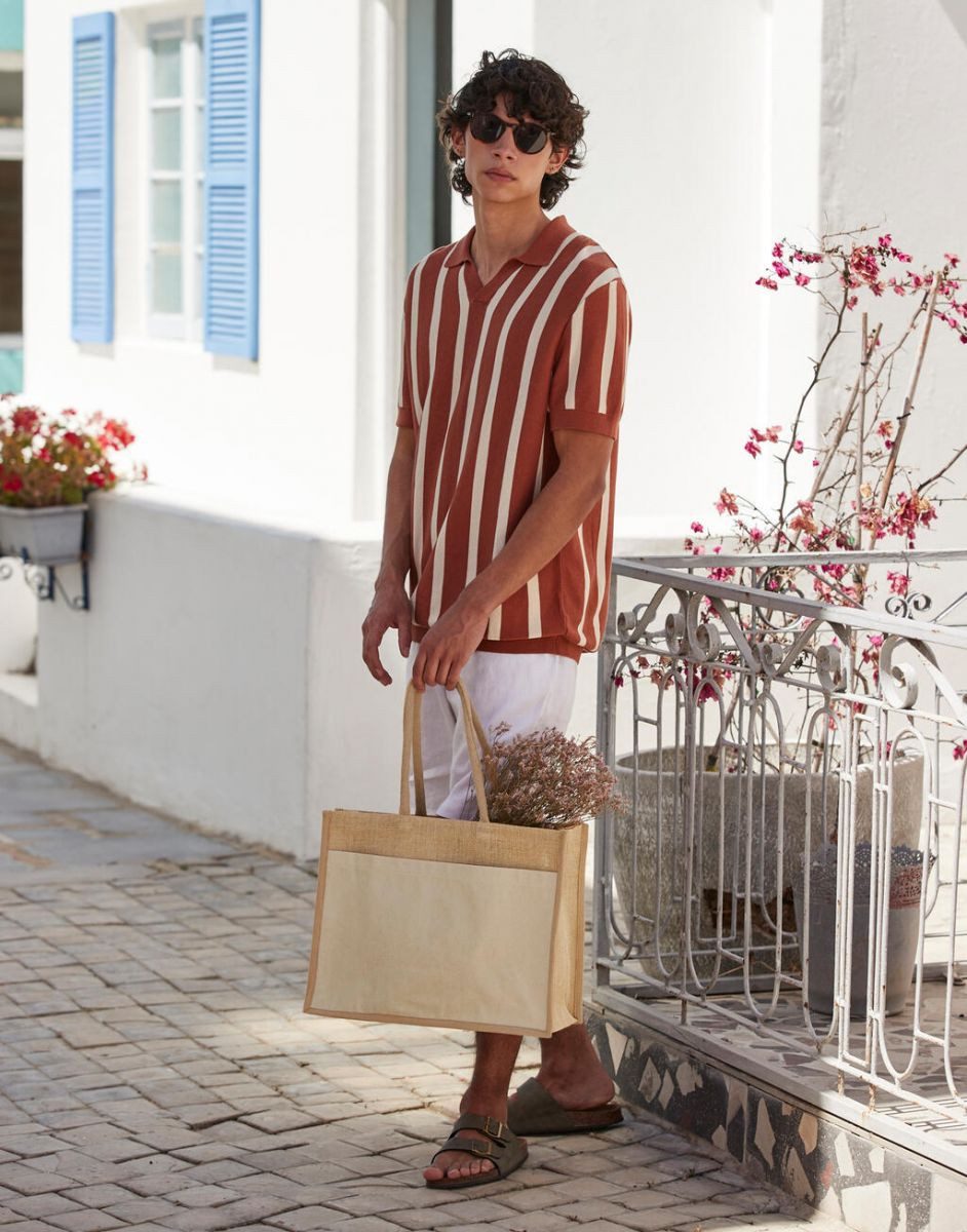 Westford Mill Einkaufsshopper Cotton Pocket Natural Starched Jute Shopper günstig online kaufen