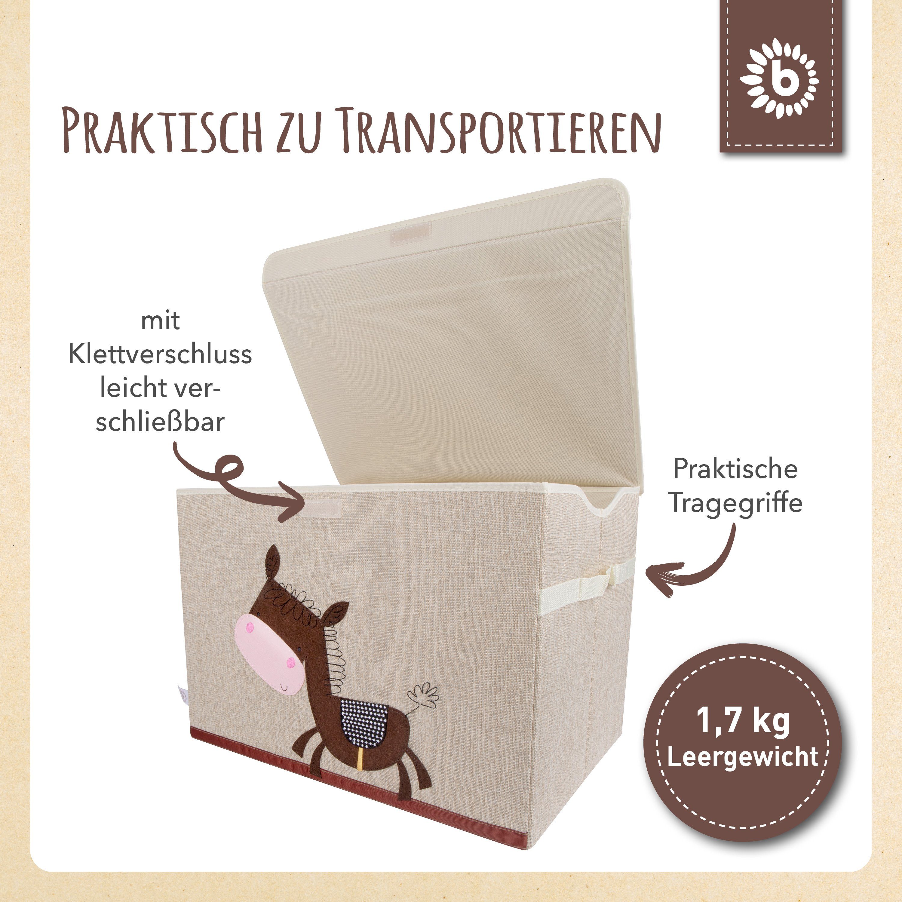 BIECO Spielzeugtruhe Bieco Aufbewahrungsbox mit Deckel 65L, faltbar Spielzeugkiste