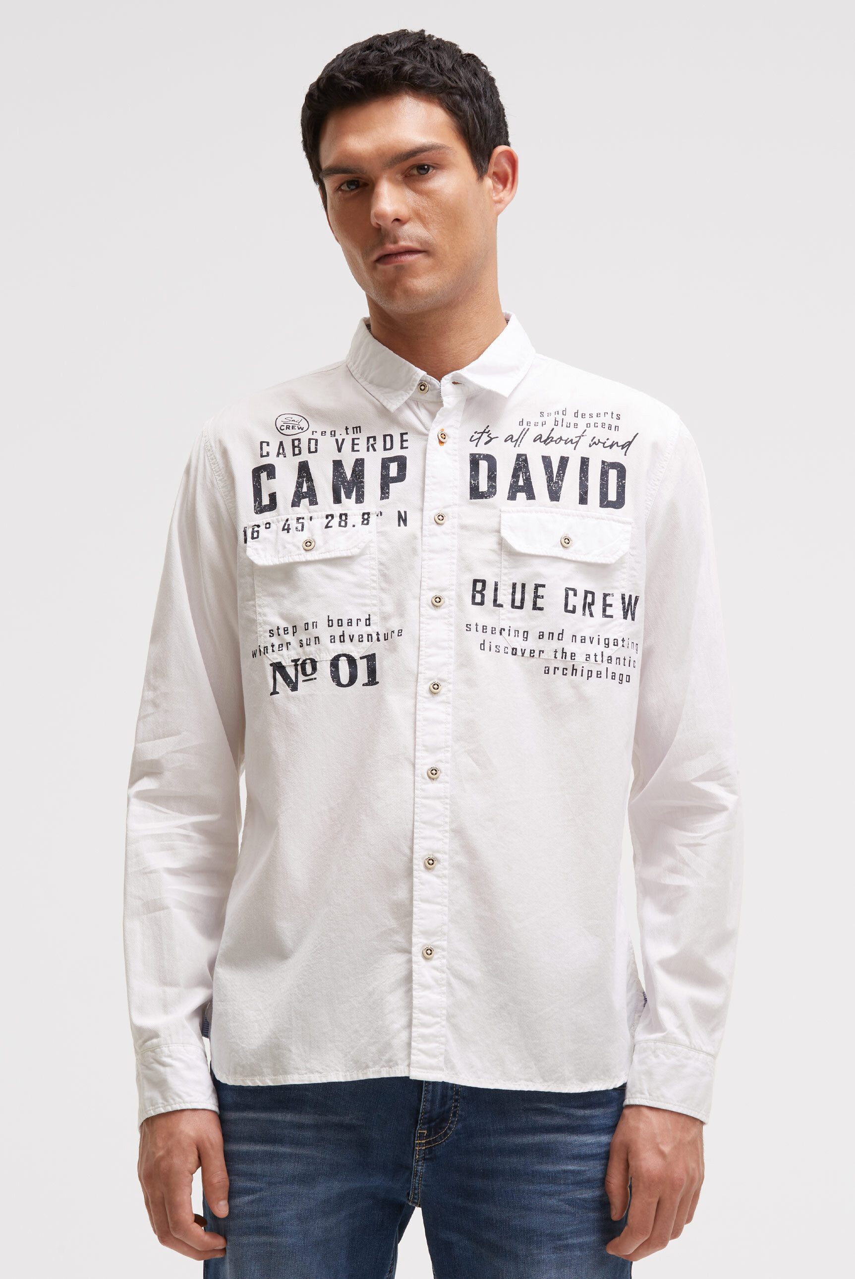 CAMP DAVID Langarmhemd mit Klappentaschen