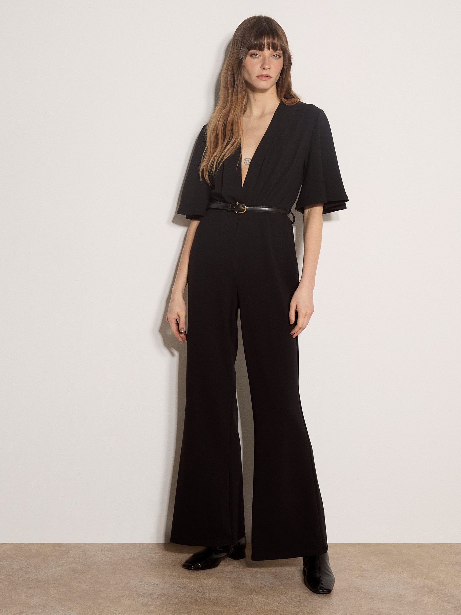 Apricot Jumpsuit Jumpsuit mit geradem Bein (2-tlg., Kordelgürtel) aus Jersey-Crêpe