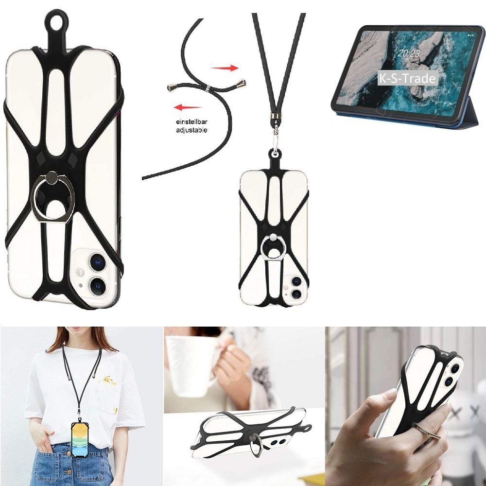 K-S-Trade Handyhülle für Nokia T20 4G, 3in1 Handykette Handyband Handykordel Halsband Smartphone-Ring
