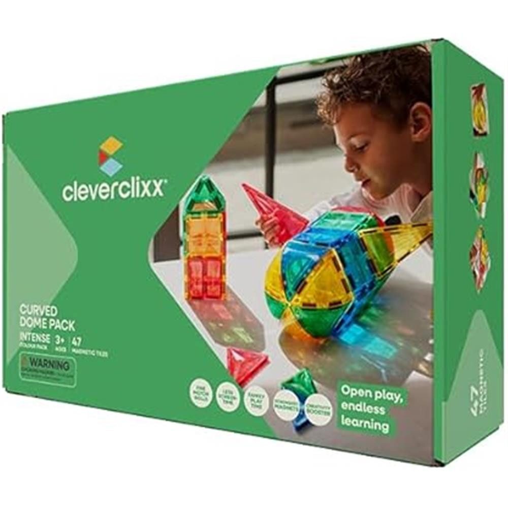 Cleverclixx Kuppel-Bausatz Knallfarben 47 Teile Magnetspielbausteine