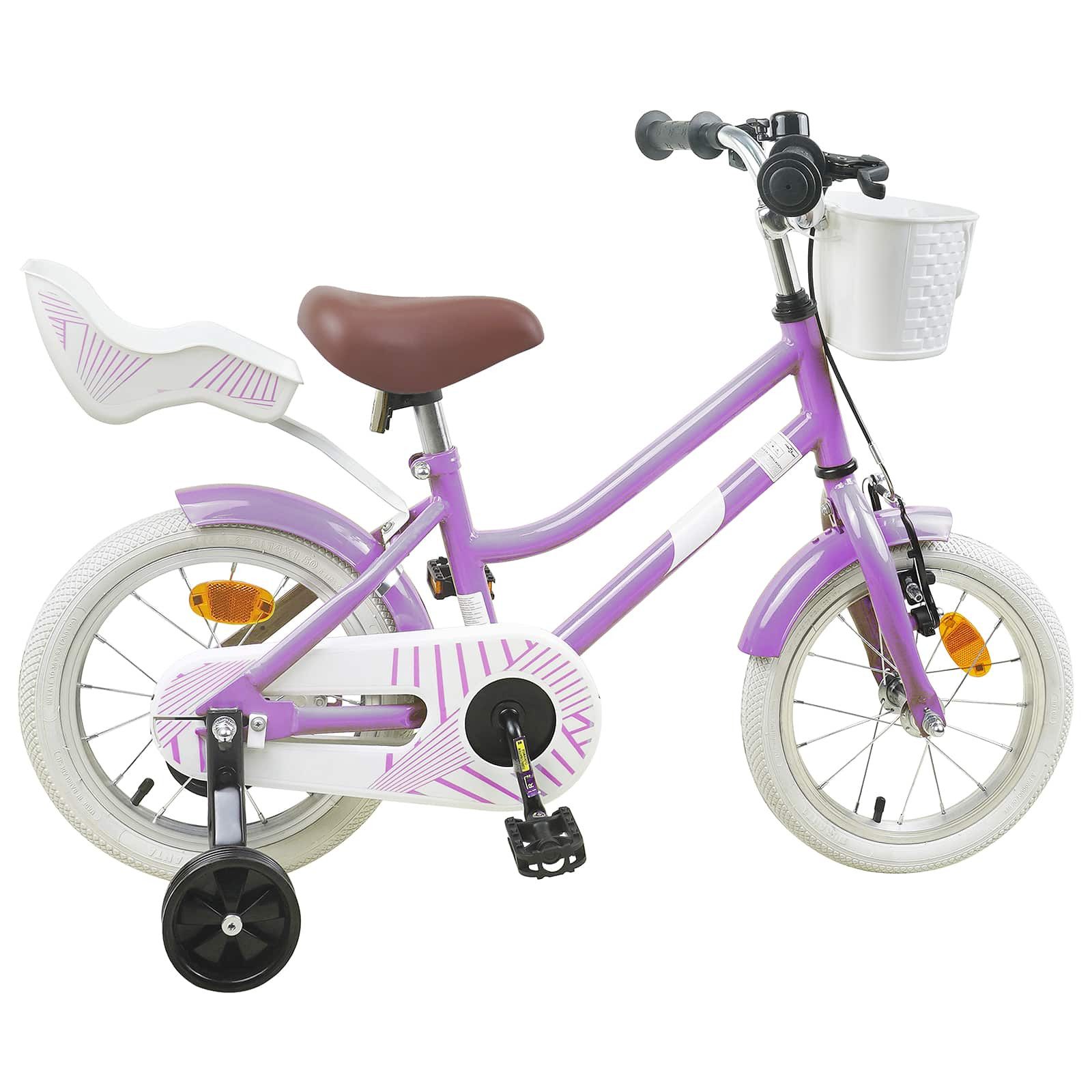 vidaXL Kinderfahrrad 90 x 49 x 67,5 cm Kinderfahrrad 12 Zoll für 2-4 Jahre alt Lila Stützrä