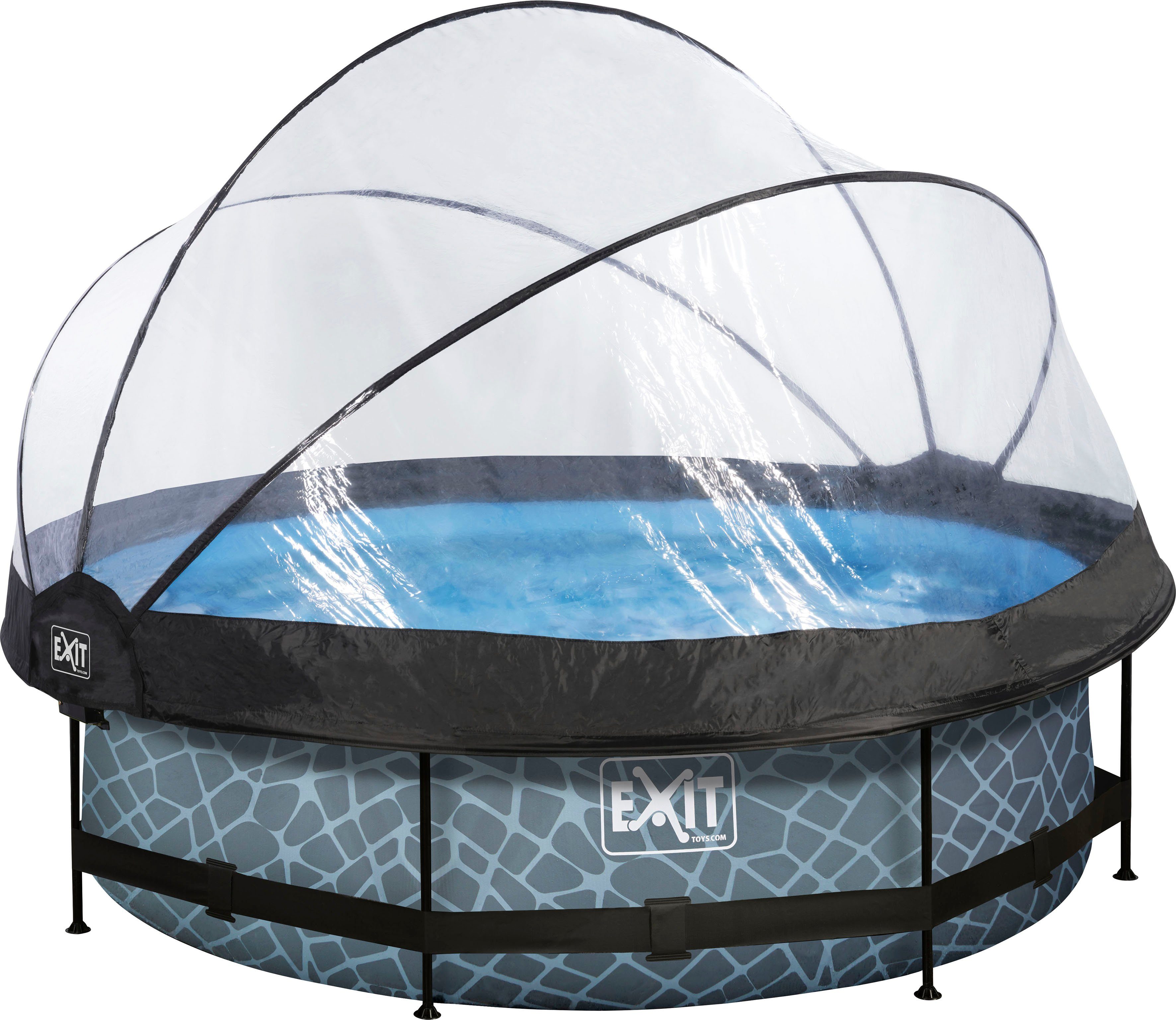 EXIT Framepool inkl. multifunktionaler Abdeckung (Set, 4-tlg), ØxH: 300x76 cm, mit Filterkartuschen-Pumpe und Abdeckung