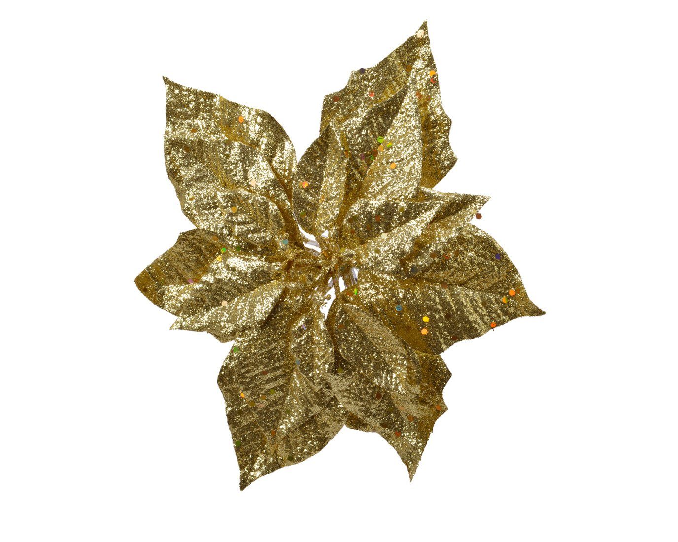 Decoris season decorations Weihnachtsbaumklammer, Weihnachtsstern Blume auf Clip 23cm gold