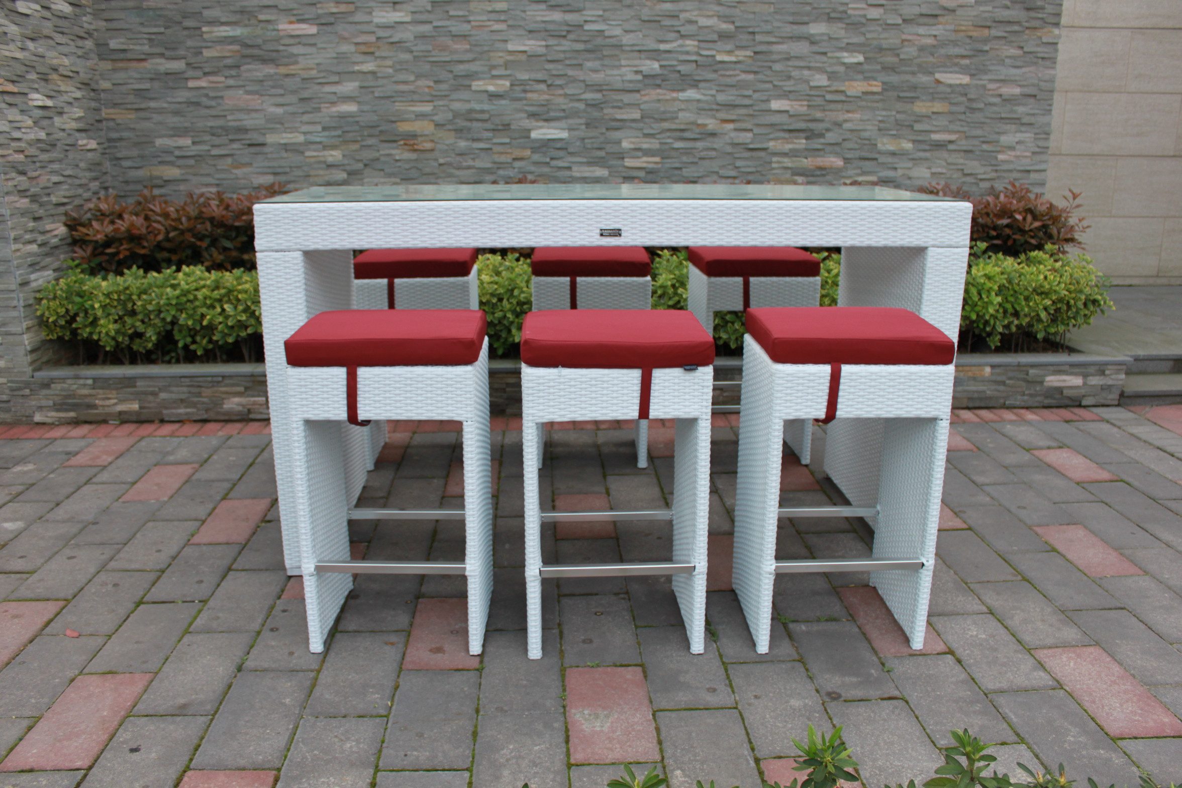 Ragnarök Möbel-Design Bartisch Bar Set Odin (Set, 1 Tisch mit 6 Bar-Hocker), gigantisches Maß, variabel nutzbar (Buffet oder Stehtisch)