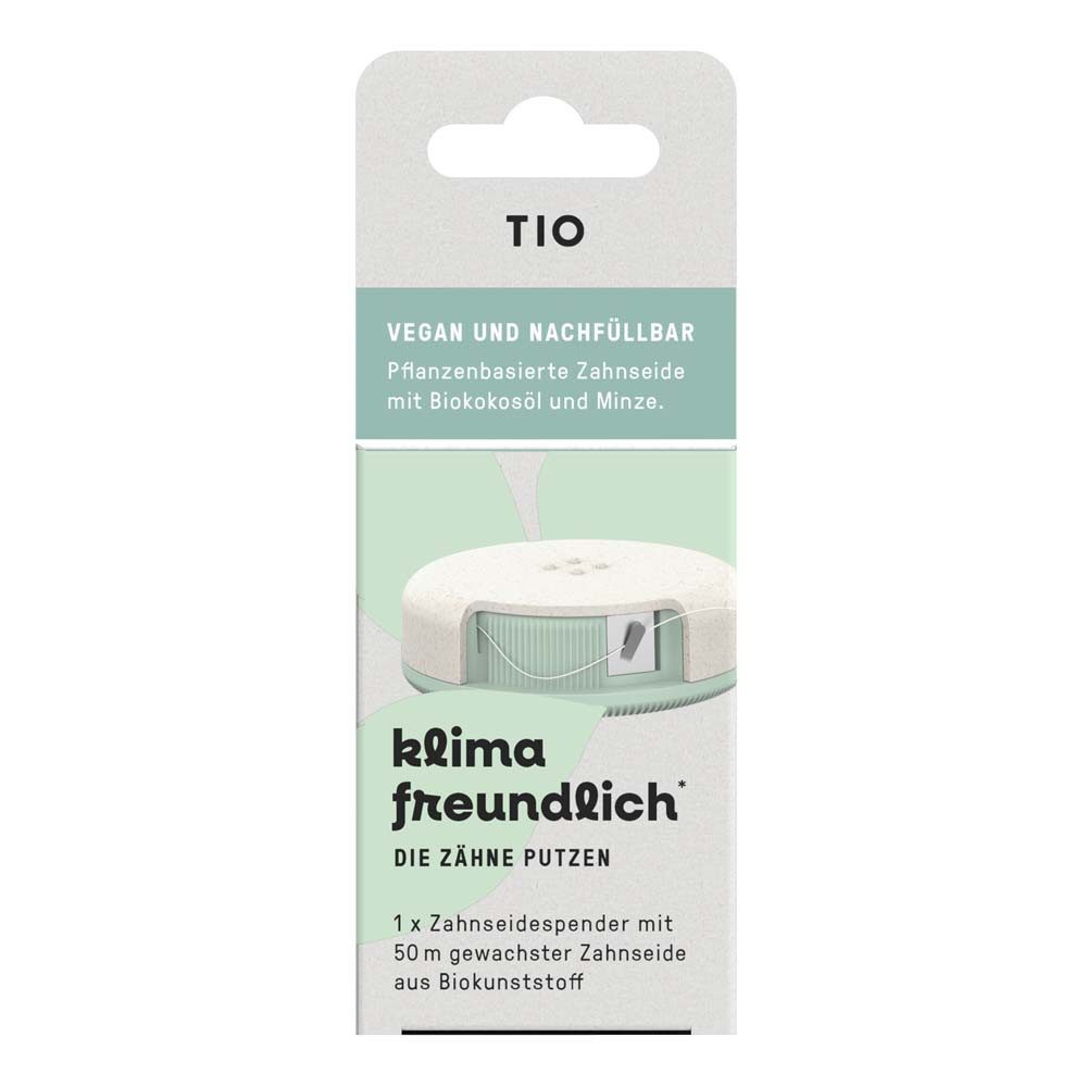 Tio Zahnseide Tiofloss Zahnseidespender - 50m vegane Zahnseide gewachst