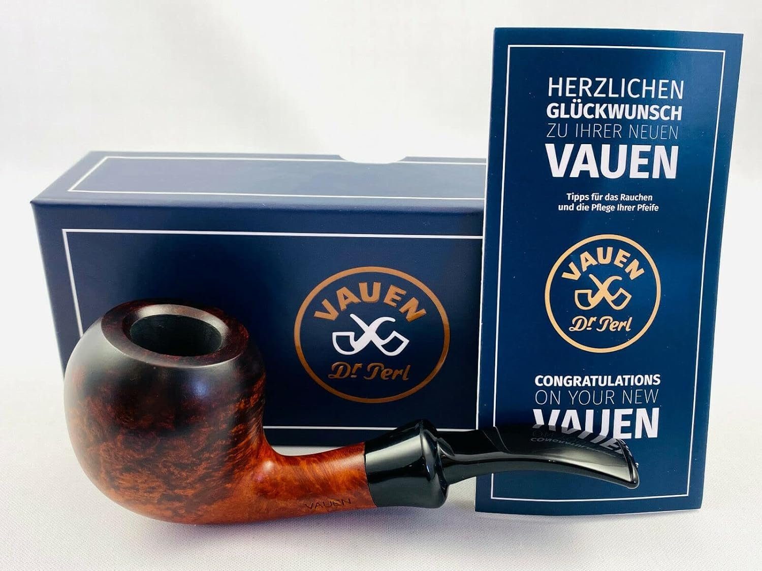 VAUEN Handpfeife Vintage 9mm verpackt), (in Pfeife 1077 Geschenkbox poliert Bruyereholz, bestes Filter, in glatt braun Germany - made