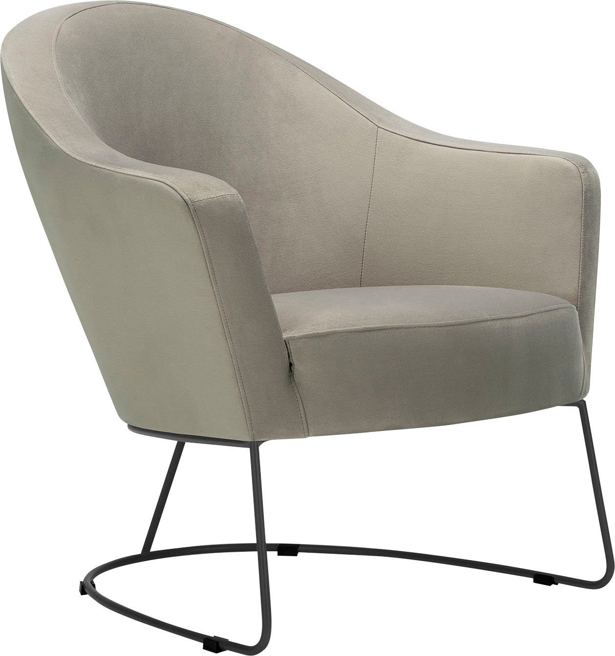 in Loungesessel LOVI grau, Sitzgefühl Formschaum Grape, Metallrahmen für luftiges Sitzfläche