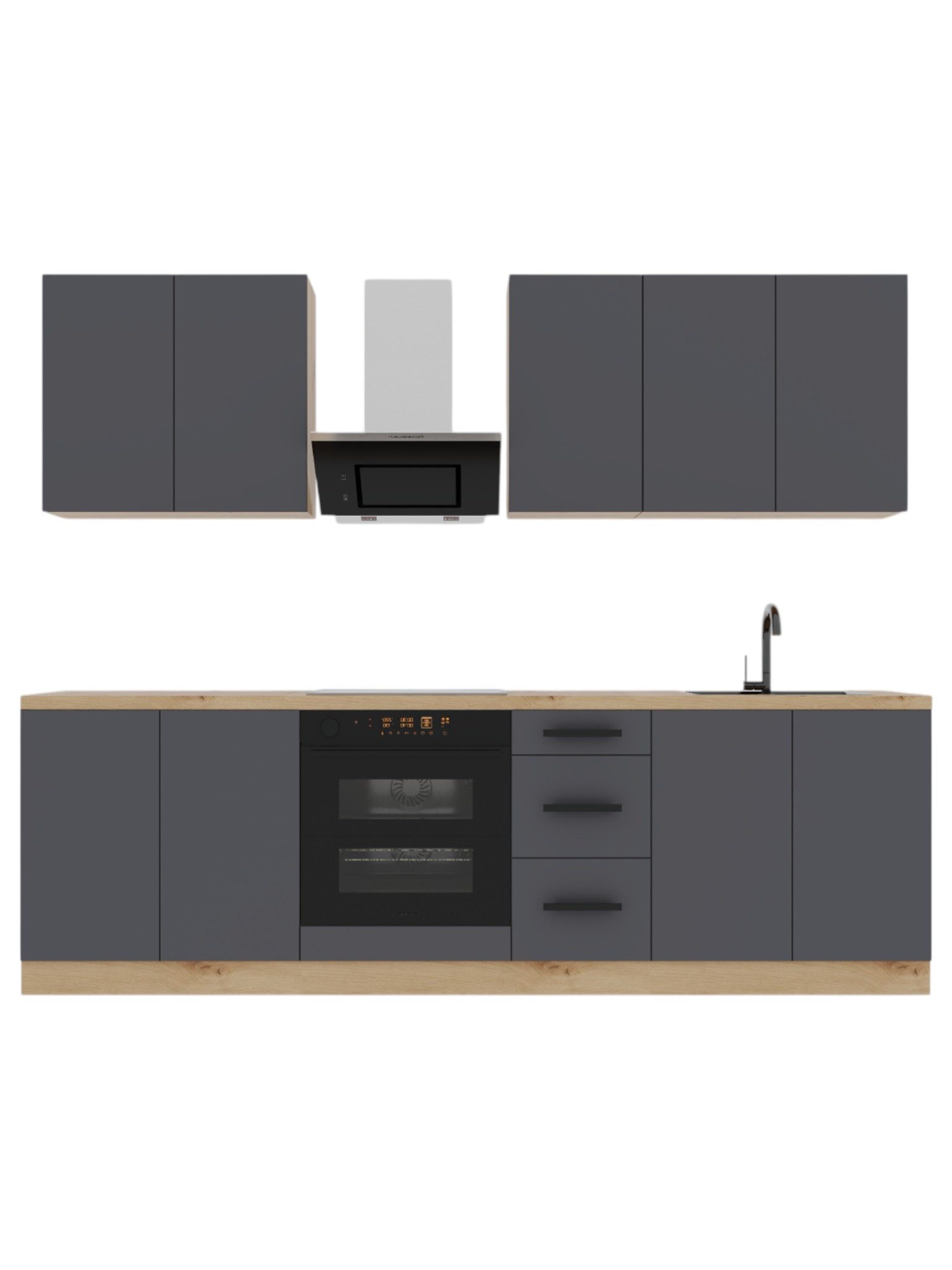 ROYAL24_MARKT Küchenzeile K97-G260 - Nexa - Smart geplant für maximalen Nutzen, (Komplett Set), Zeitlos - Exklusiv - Top Qualität.