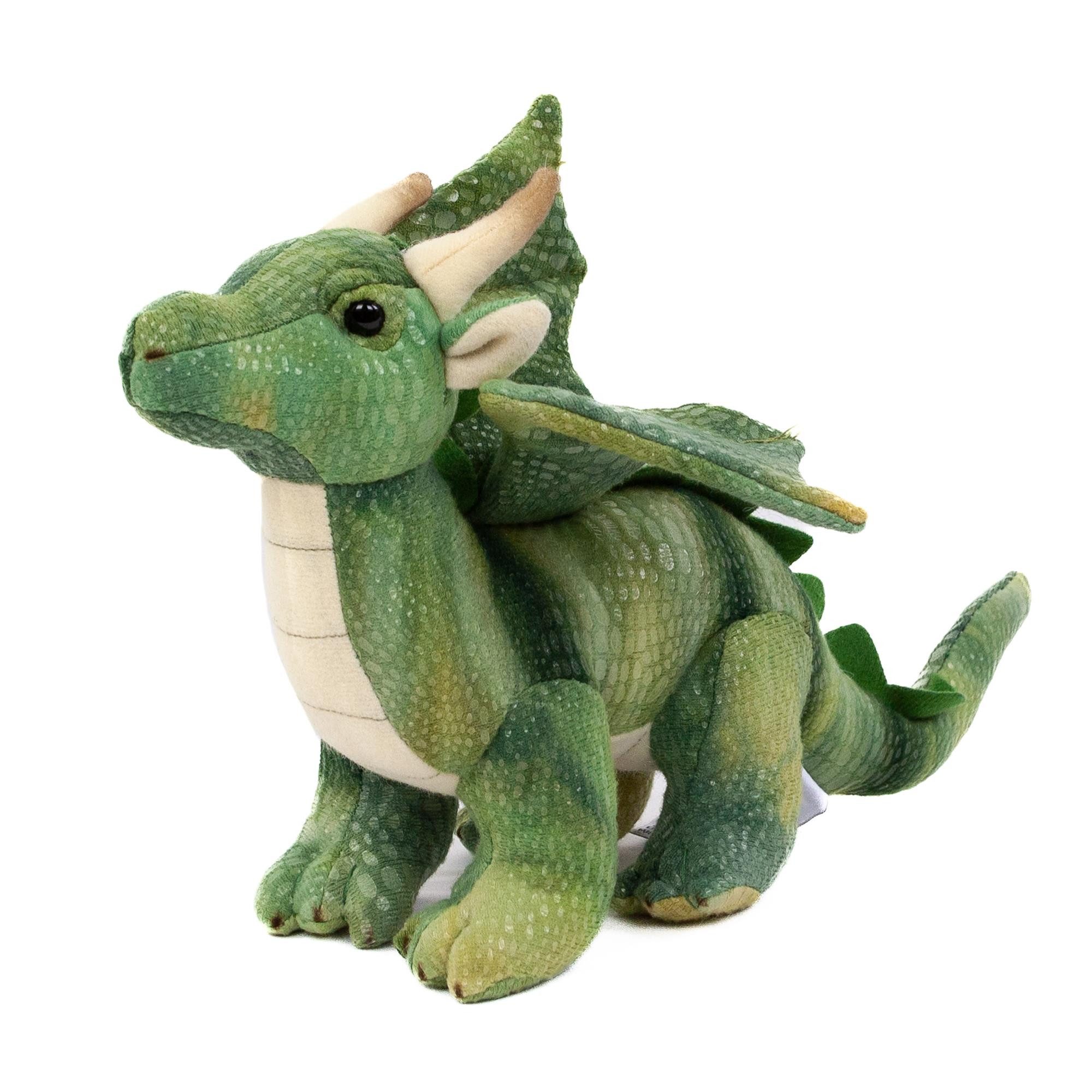 Teddys Rothenburg Kuscheltier Drache grün stehend 20 cm Plüschdrache Stofftier (Stoffdrache, Plüschtier, Fabelwesen)