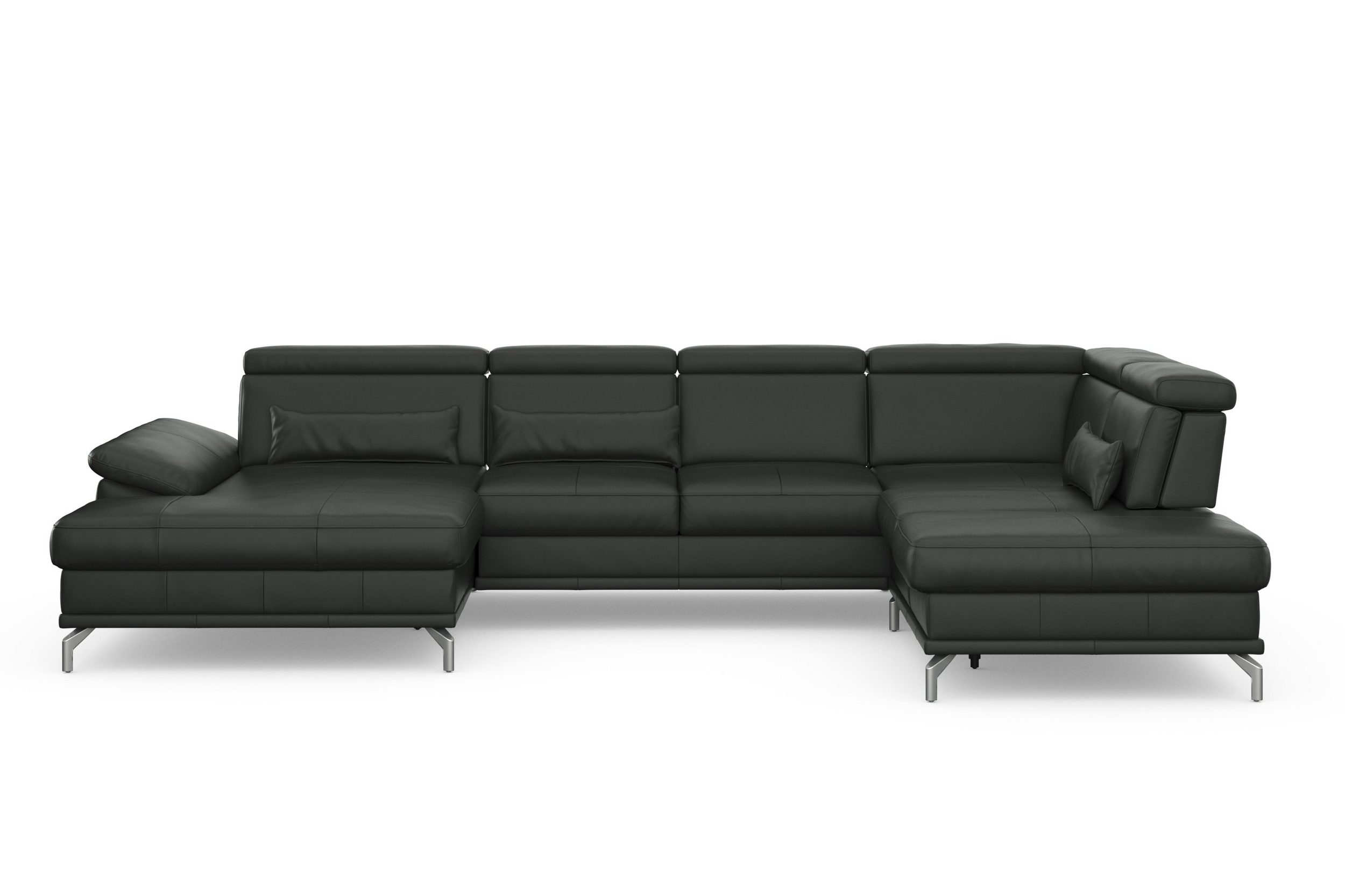 SIT&MORE Wohnlandschaft Cabrio U-Form, mit Sitztiefenverstellung, Arm- und Kopfteilverstellung Naturleder Anthrazit