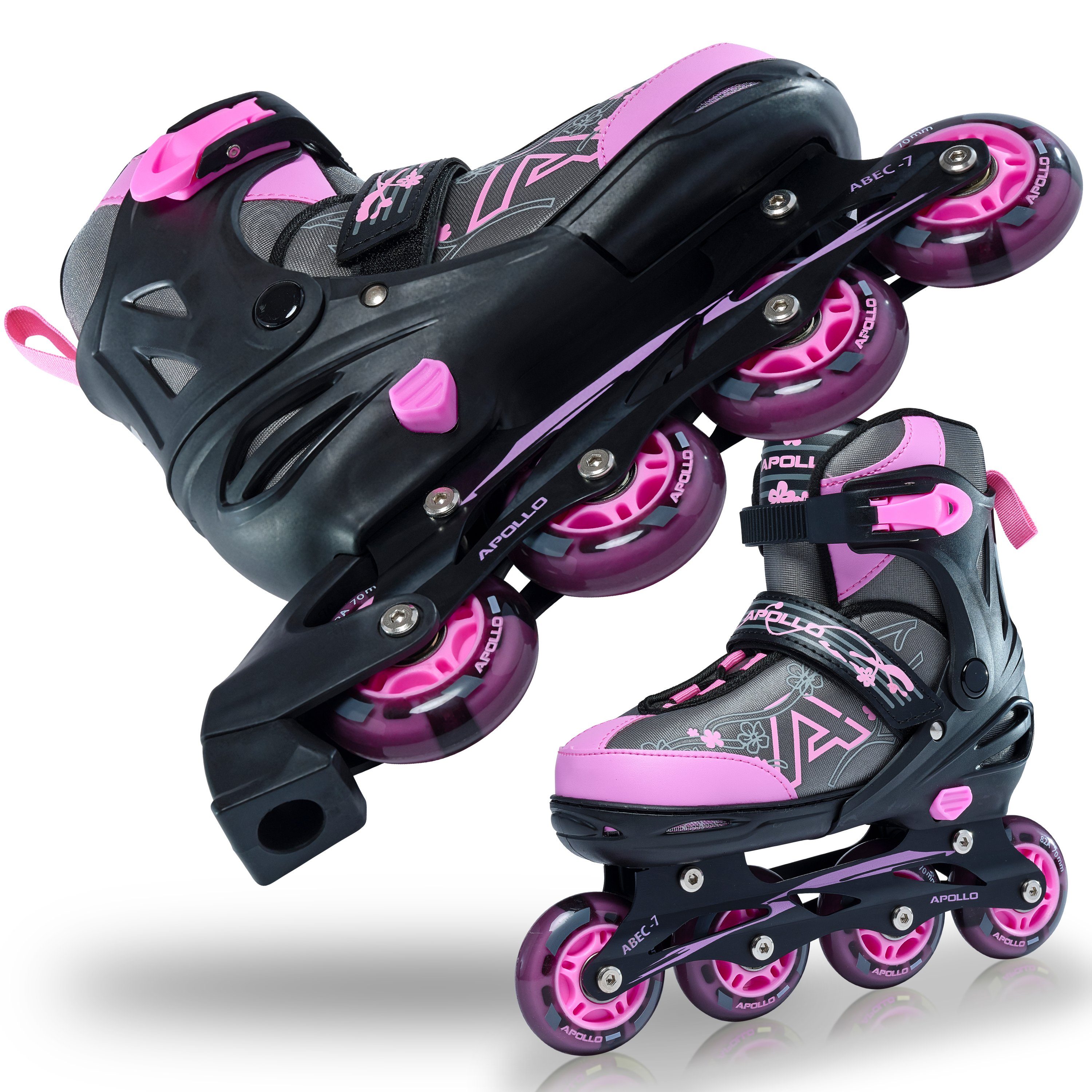 Apollo Inlineskates Champion Verstellbare Inlineskates für Kinder und Erwachsene, Größe 31-42, mit LED Rollen