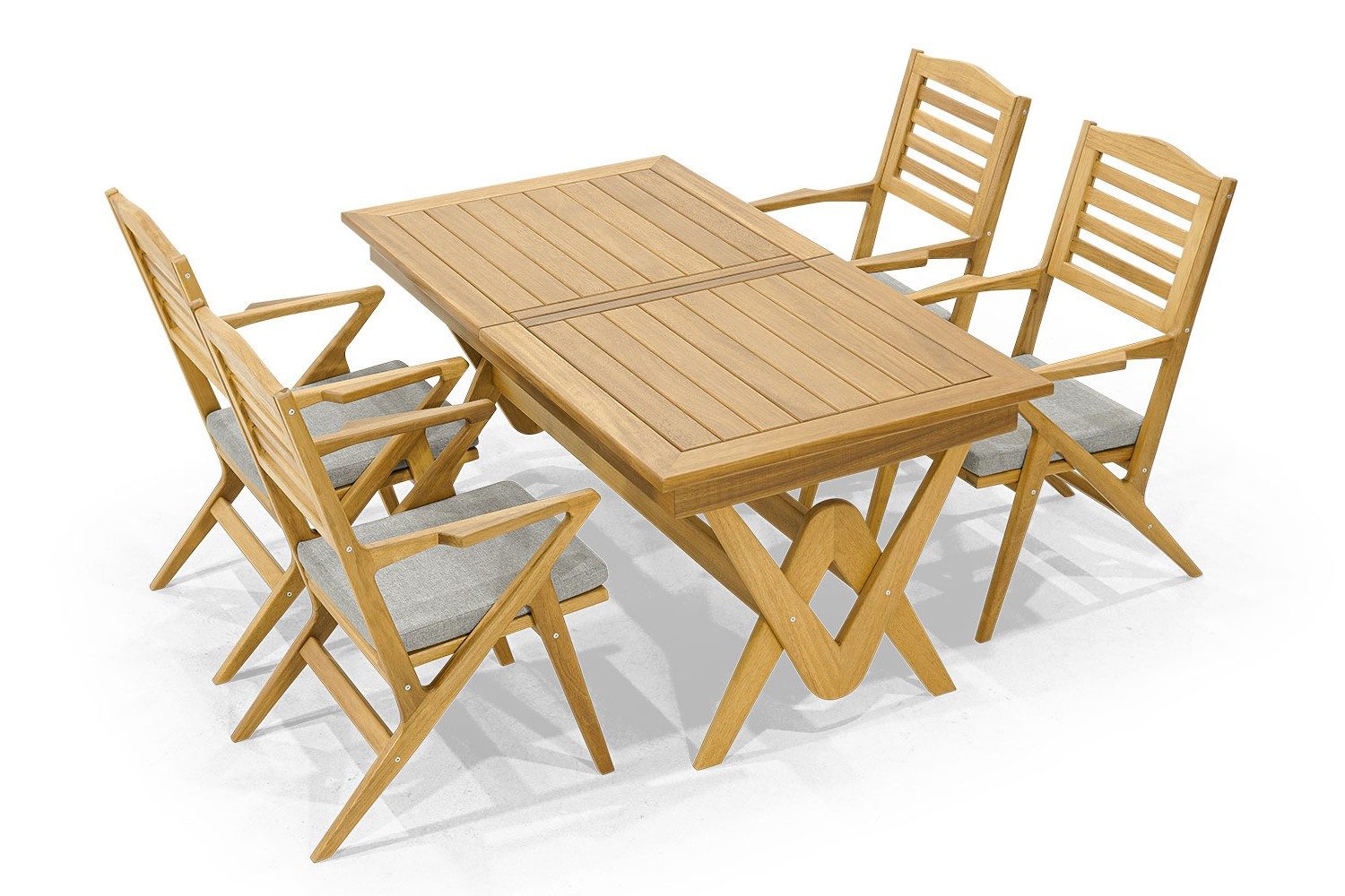 Xlmoebel Gartenlounge-Set Robuste 5tlg Essgarnitur mit 4 Holzstühlen und Esstisch, (Gartenmöbel-Set, 5-tlg., Esstisch; 4 Stühle), Made in Europa