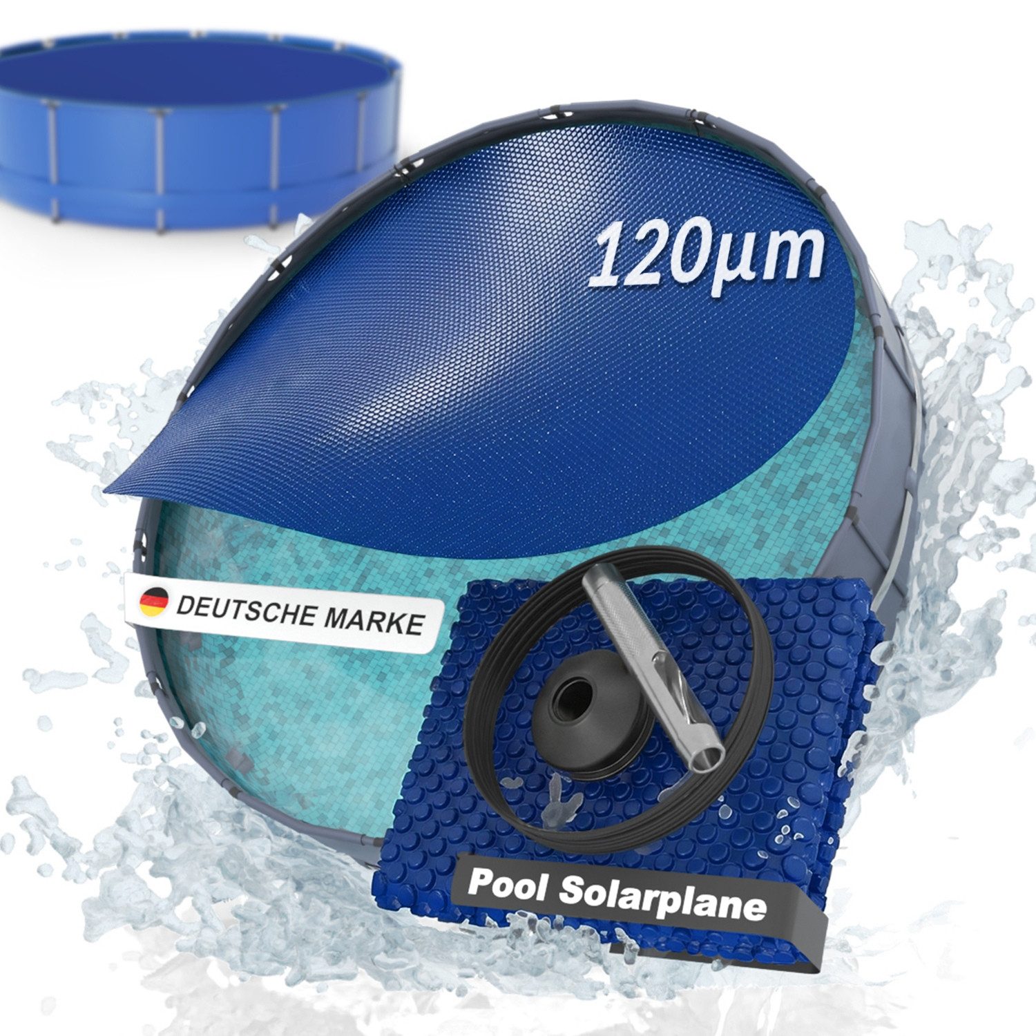 Planenfux® Solarabdeckplane Solarplane Pool rund schwarz 120µm Solarfolie Poolabdeckung, Ø 366 cm: Solarfolie Pool rund 366cm aus UV-beständiger 120µm PE-Folie