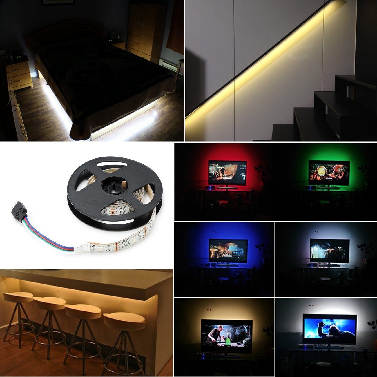iscooter LED-Streifen LED IR Fernbedienung RGB, Stripe 5M 60 Strip LED Tausend Farben, 5050