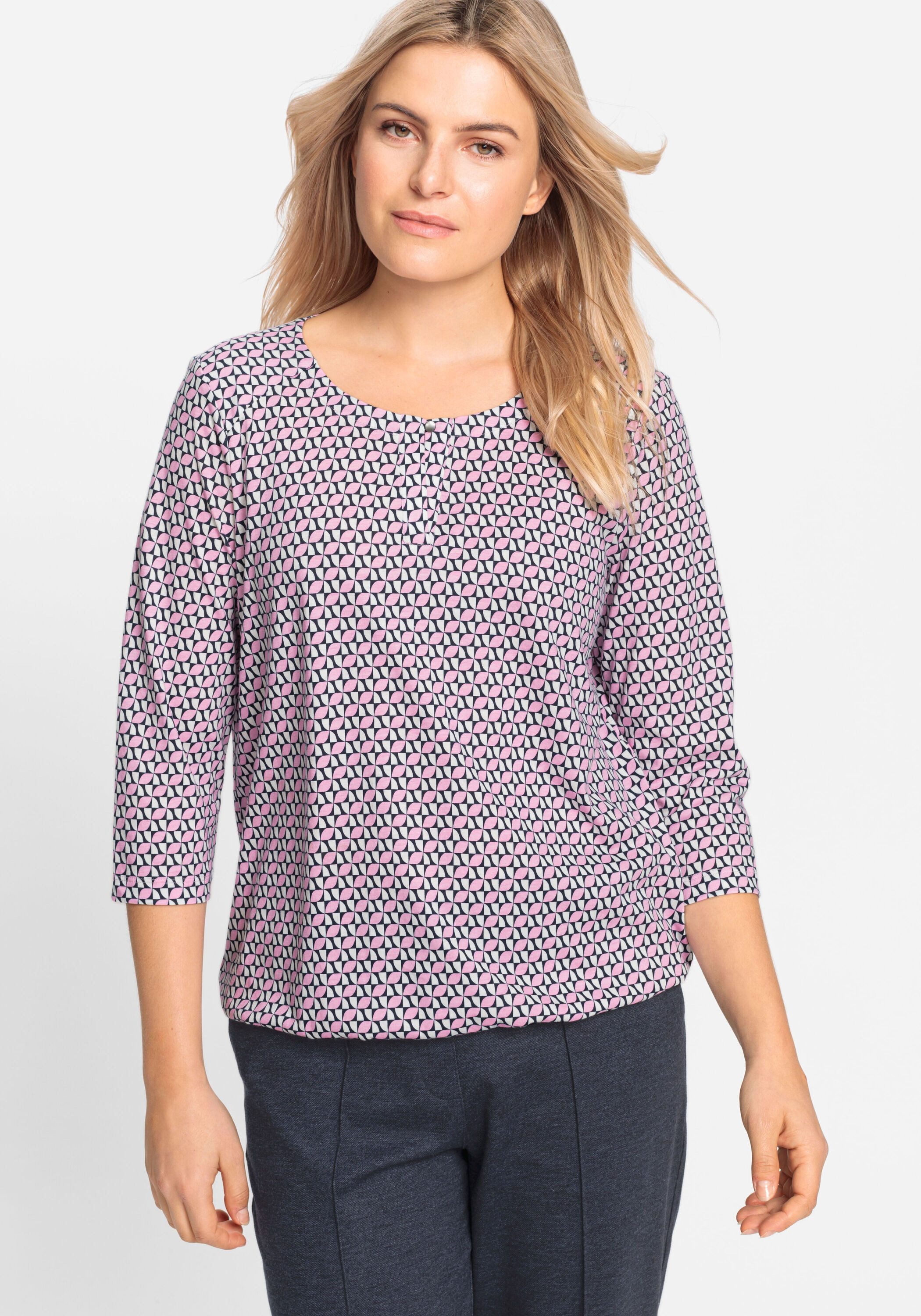 Olsen Rundhalsshirt (1-tlg) mit grafischer Allover-Print günstig online kaufen