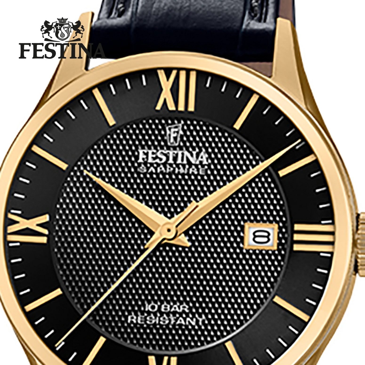 Festina Quarzuhr Festina Herren Uhr F20010/4 Leder, (Analoguhr), Herren Armbanduhr rund, Lederarmband schwarz, Elegant