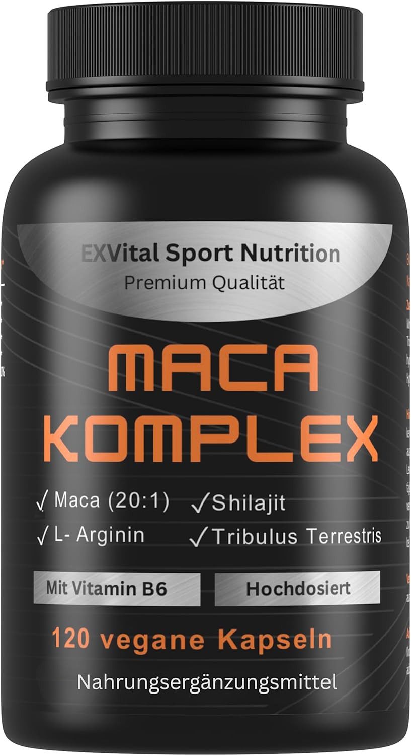 Maca mit Tribulus, Shilajit, L-Arginin, Vitamin B6 Kapseln, 92 g
