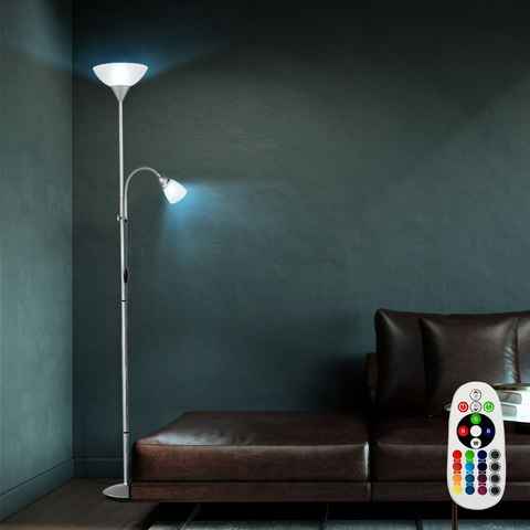 etc-shop LED Stehlampe, Leuchtmittel inklusive, Warmweiß, Farbwechsel, Decken Fluter Lese Arm Leuchte dimmbar Steh Stand Lampe