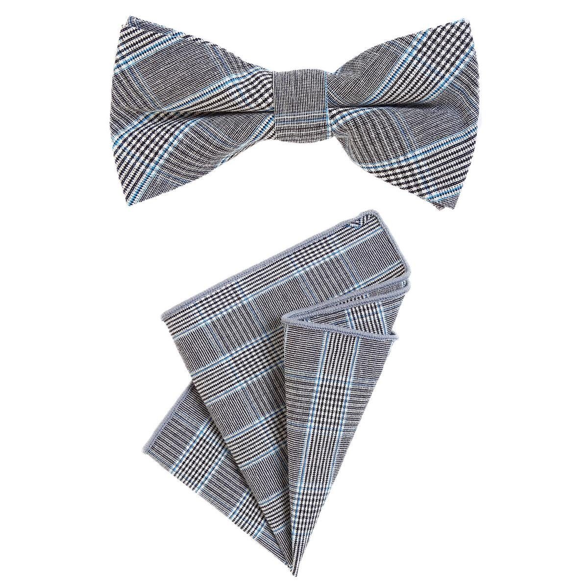 DonDon Fliege Fliege aus Baumwolle Karos Fischgrät (Packung, 2-St) bereits gebunden, kariert, Tweed-Look, 2er Set