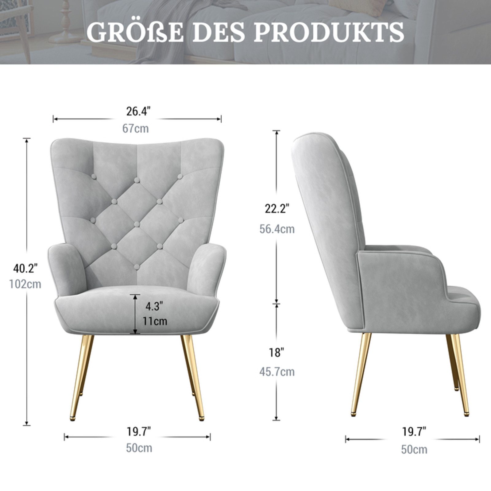 HawthyHome Polsterstuhl Eleganter Polstersessel, Schminktisch Stuhl mit Met günstig online kaufen