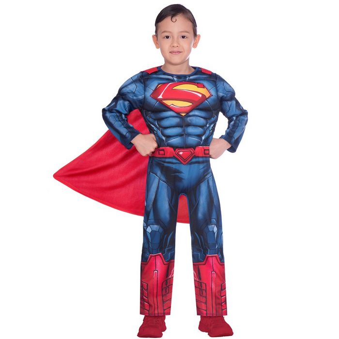 Amscan Kostüm Superman Kostüm für Jungen - Rot Blau DC Super Heroes Kinderkostüm