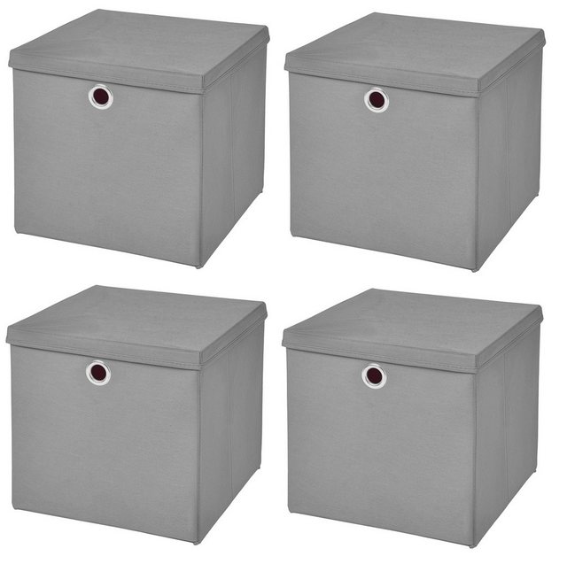 StickandShine Faltbox “4 Stück Faltboxen 28 x 28 x 28 cm faltbar mit Deckel Aufbewahrungsbox in verschiedenen Farben (4er SET 28x28x28) 28cm”