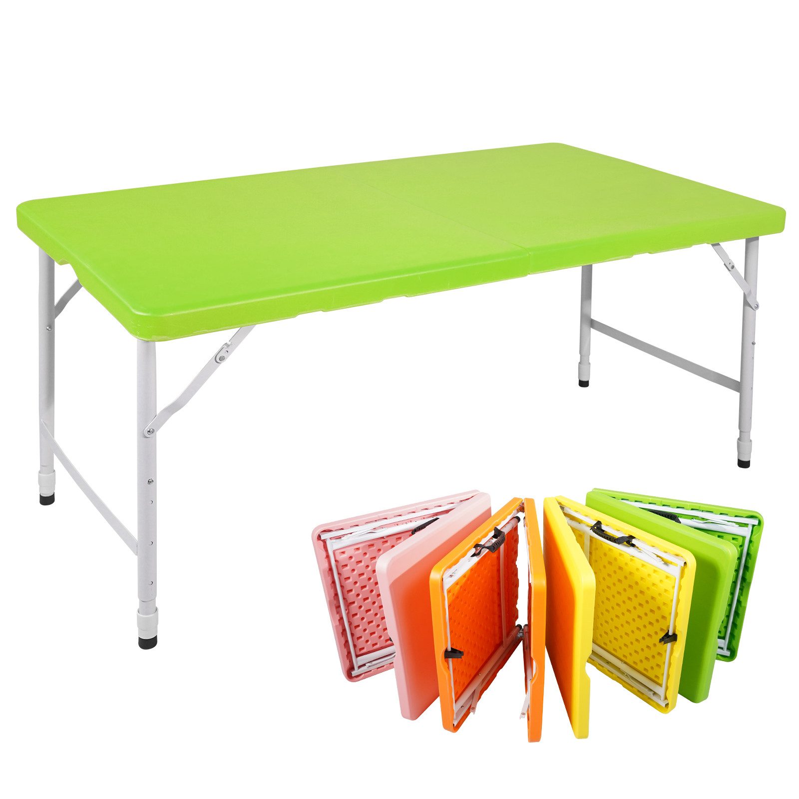 CHICFURN Klapptisch Faltbarer Campingtisch mit Tragegriff (Packung, 1-St., Für Camping, Picknicks, Partys sowie Innen- und Außenbereich), Grün, 125 cm, Höhenverstellbar, Tragkraft bis 135 kg