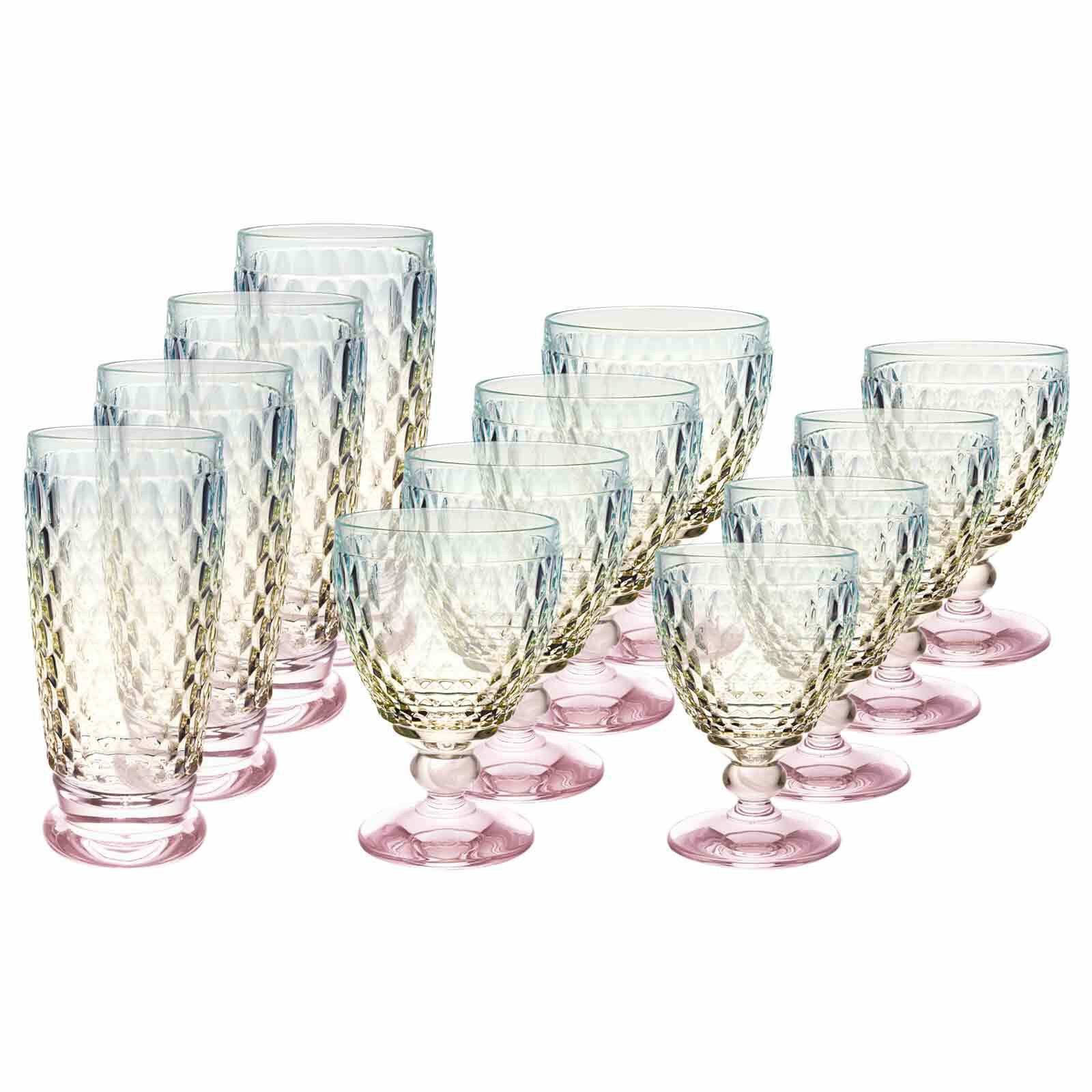 Villeroy & Boch Gläser-Set Boston Pearl Longdrink- und Weinglas-Set 12er Set, 12-tlg., Glas