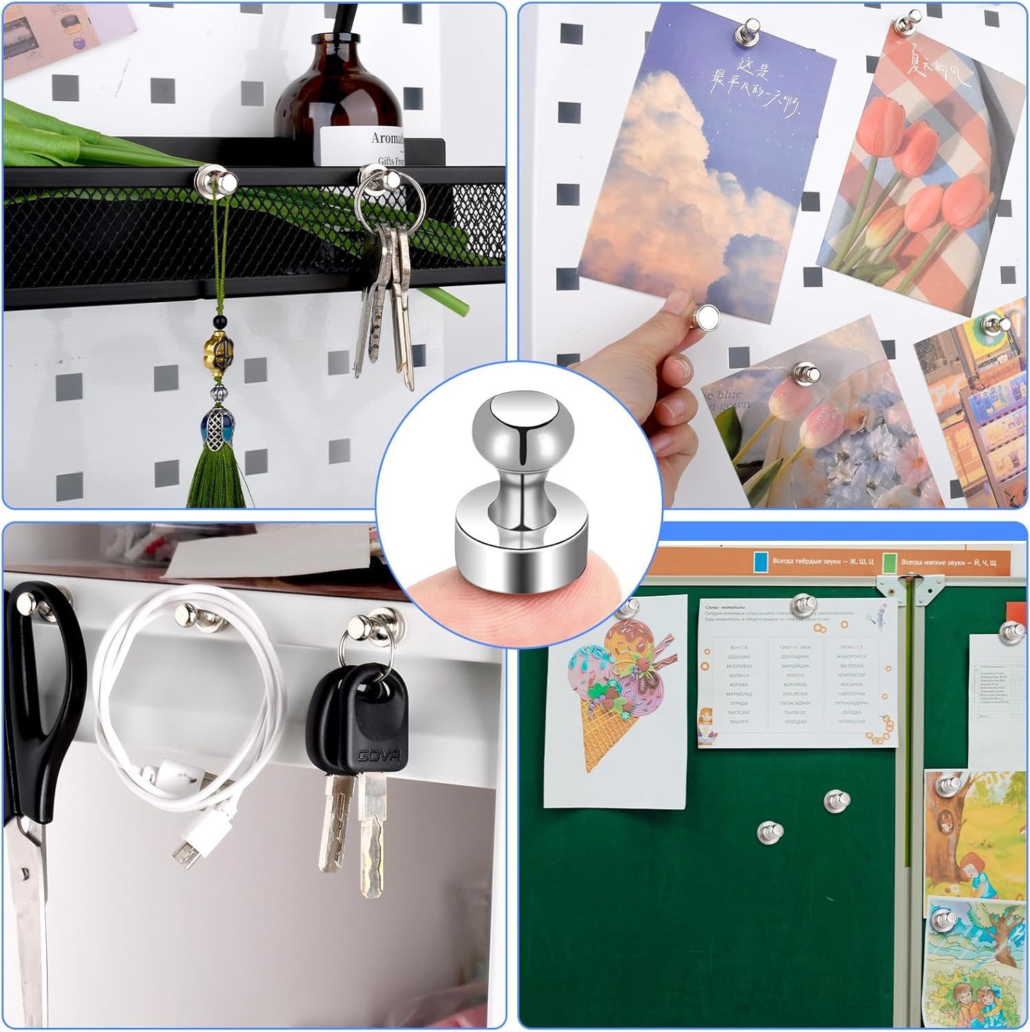 BlingBin Magnet 30 Stück Magnete Stark für Magnettafel, Kühlschrank, Pinnwand (2er Set, 60-St., 1,6*1,2*1,2cm), Neodym Magnete Extra Stark,Tragbare Größe – Bild 2 von 5