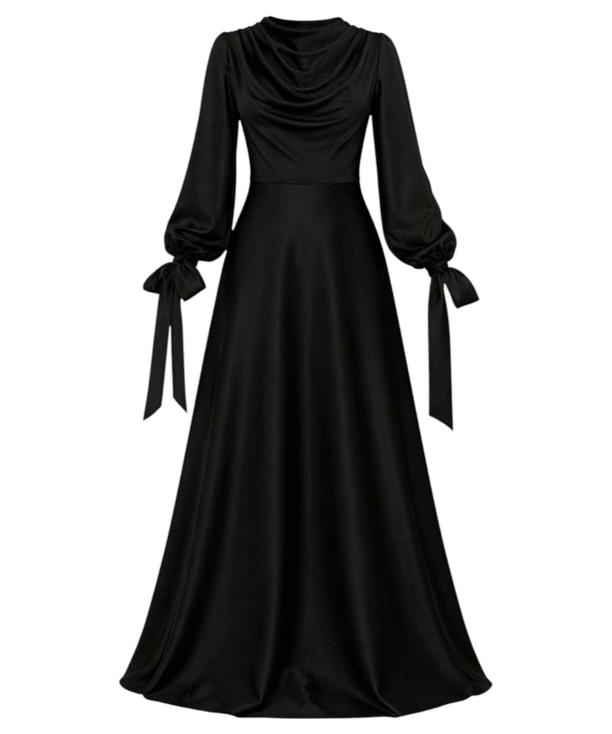 fashionshowcase Abendkleid Damen Maxikleid Satinkleid langarm Modest Fashion