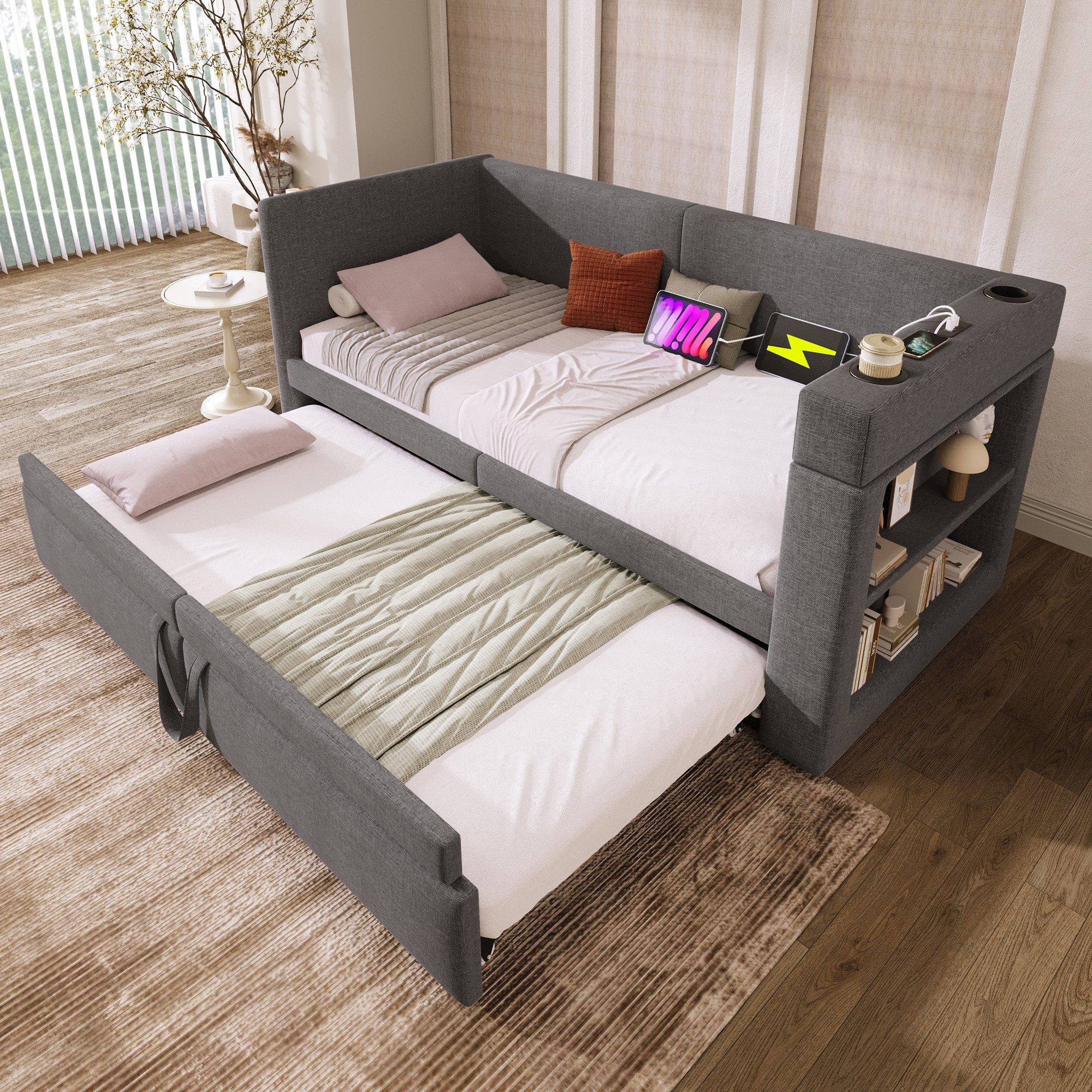 Flieks Daybett, Polsterbett 90/180x200cm mit Ausziehbett, günstig online kaufen