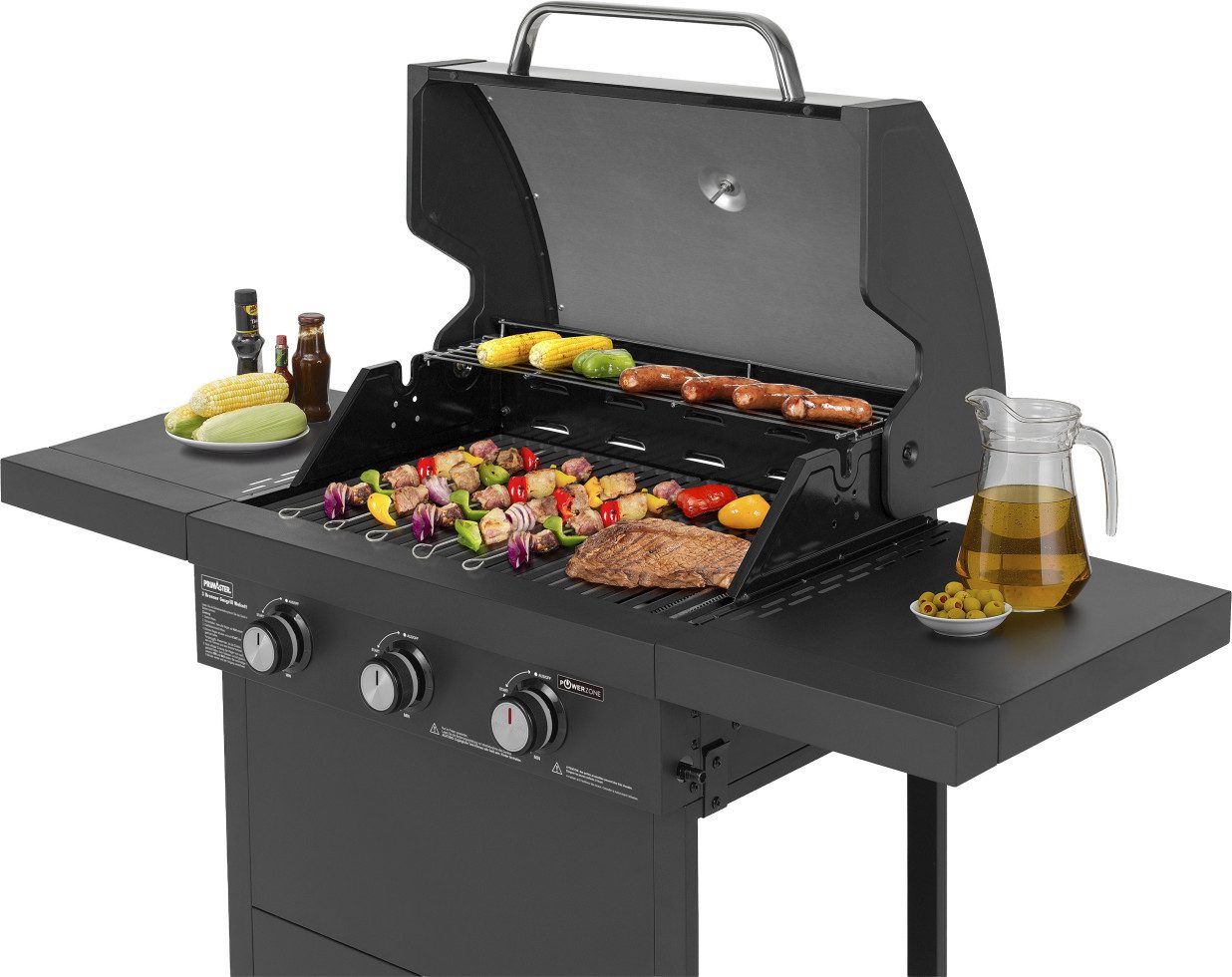 Primaster Gasgrill Primaster Gasgrill Walcott Grillfläche: 65 x 43 cm, Deckelthermometer mit Rollen standfest