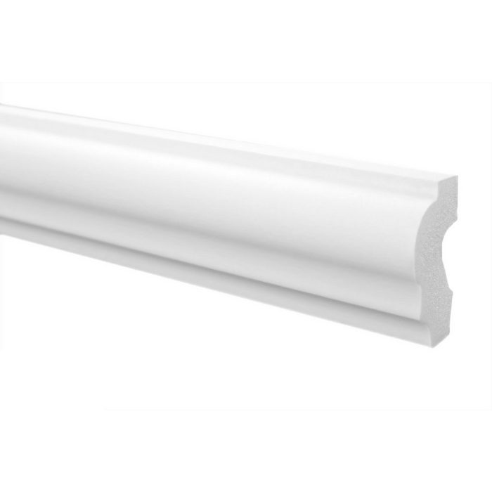 marbet design Zierleiste E-19 Wand- und Deckenumrandung aus Styropor (EPS) - 2 Meter Flachleiste leicht & formfestes weißes Zierprofil - Wandleiste