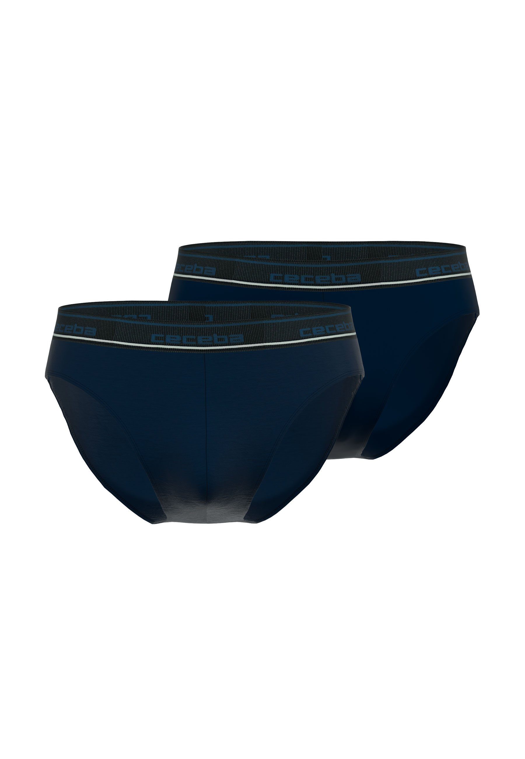 Slip CECEBA Herren Slip blau uni 2er Pack