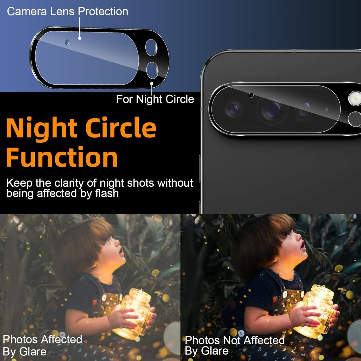 CLM-Tech Displayschutzglas 1X Schutzfolie für Google Pixel 9 Pro XL Panzerfolie 1X Kameraschutz für Google Pixel 9 Pro XL 6,8 Zoll, 2er Set Kameraglas Panzergla – Bild 4 von 5