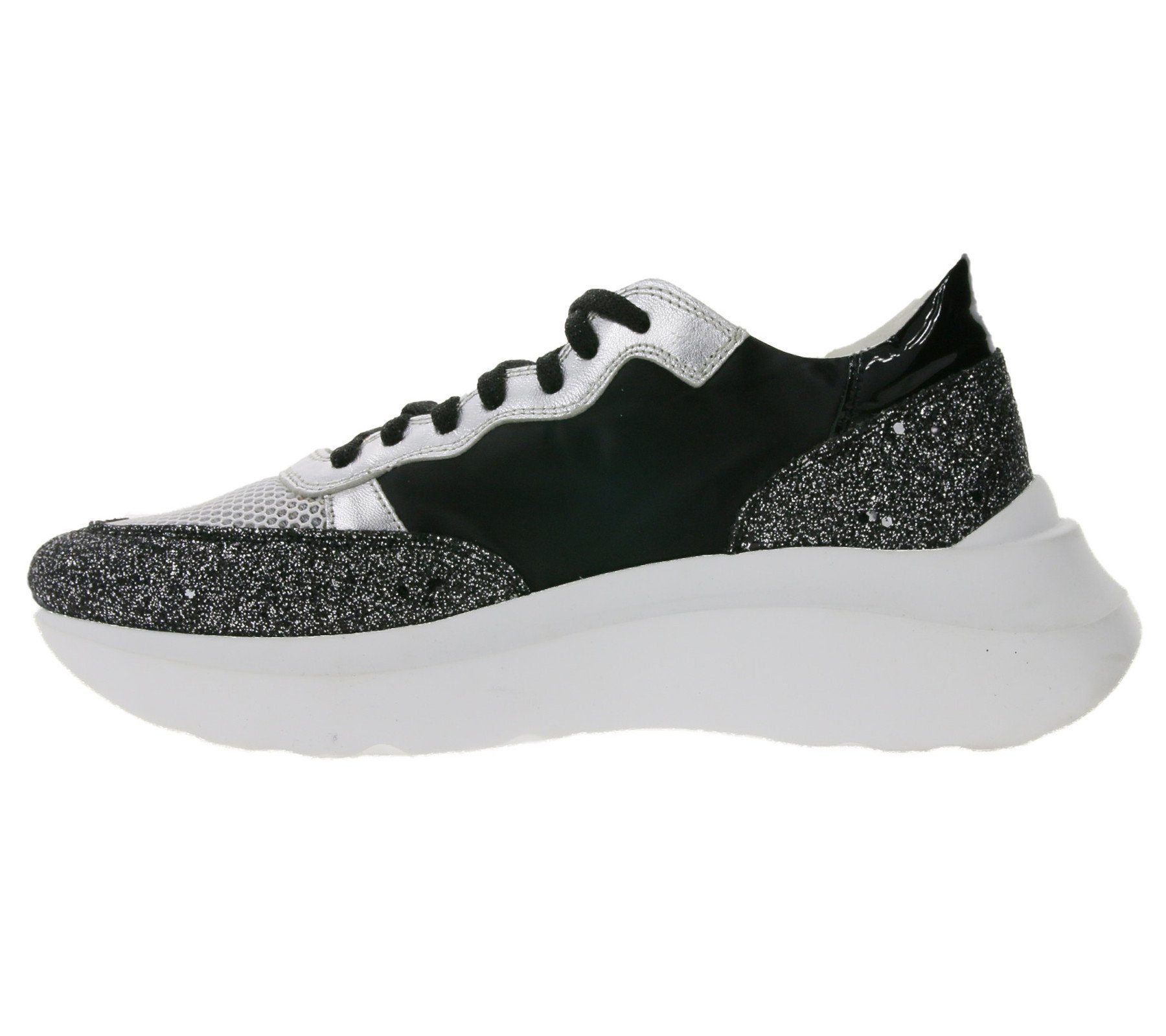 NOCLAIM NO CLAIM Luce 1 Plateau Street-Schuhe funkelnde Schwarz Sneaker Damen Turnschuhe mit Sneaker