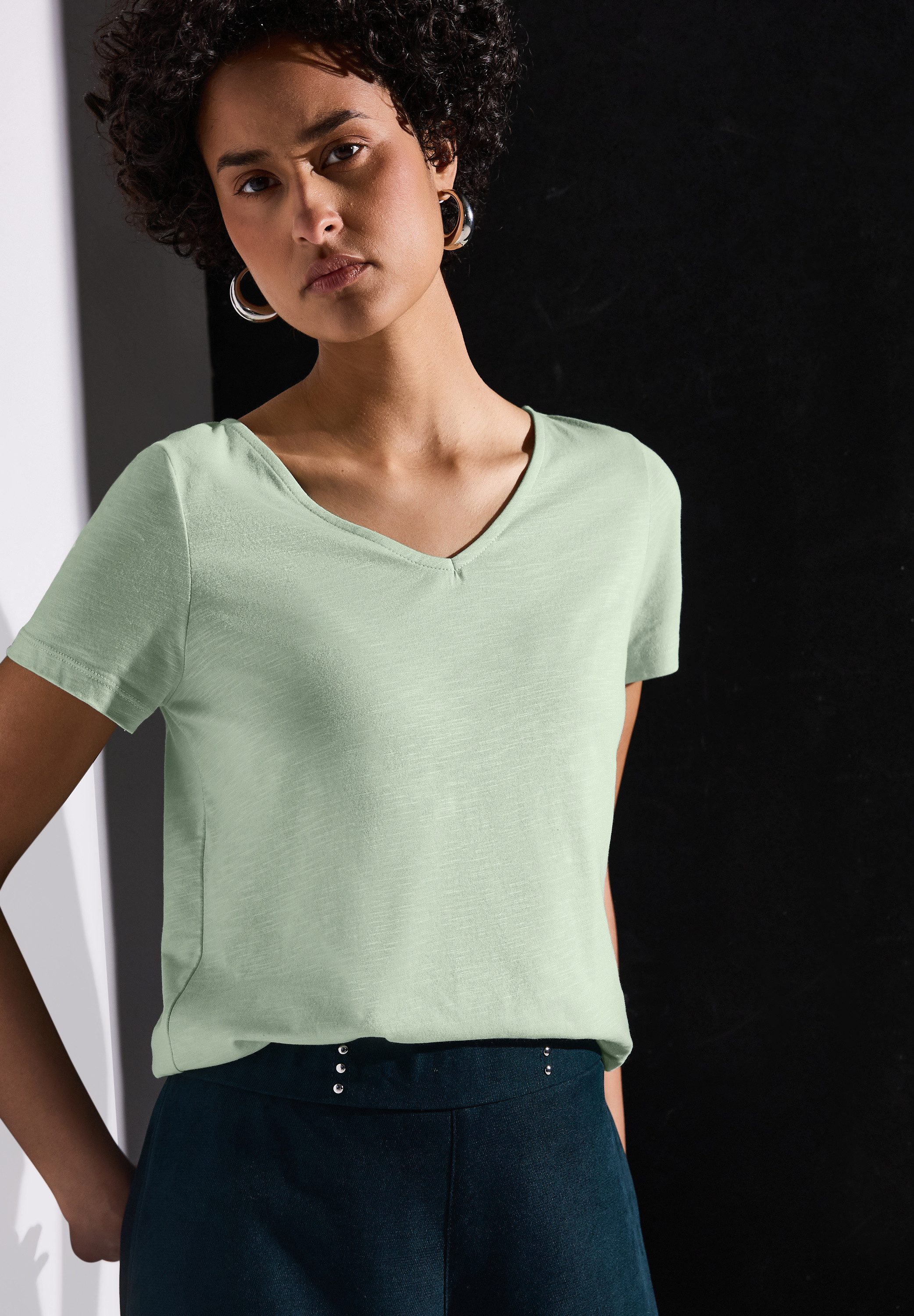 STREET ONE T-Shirt mit V-Ausschnitt