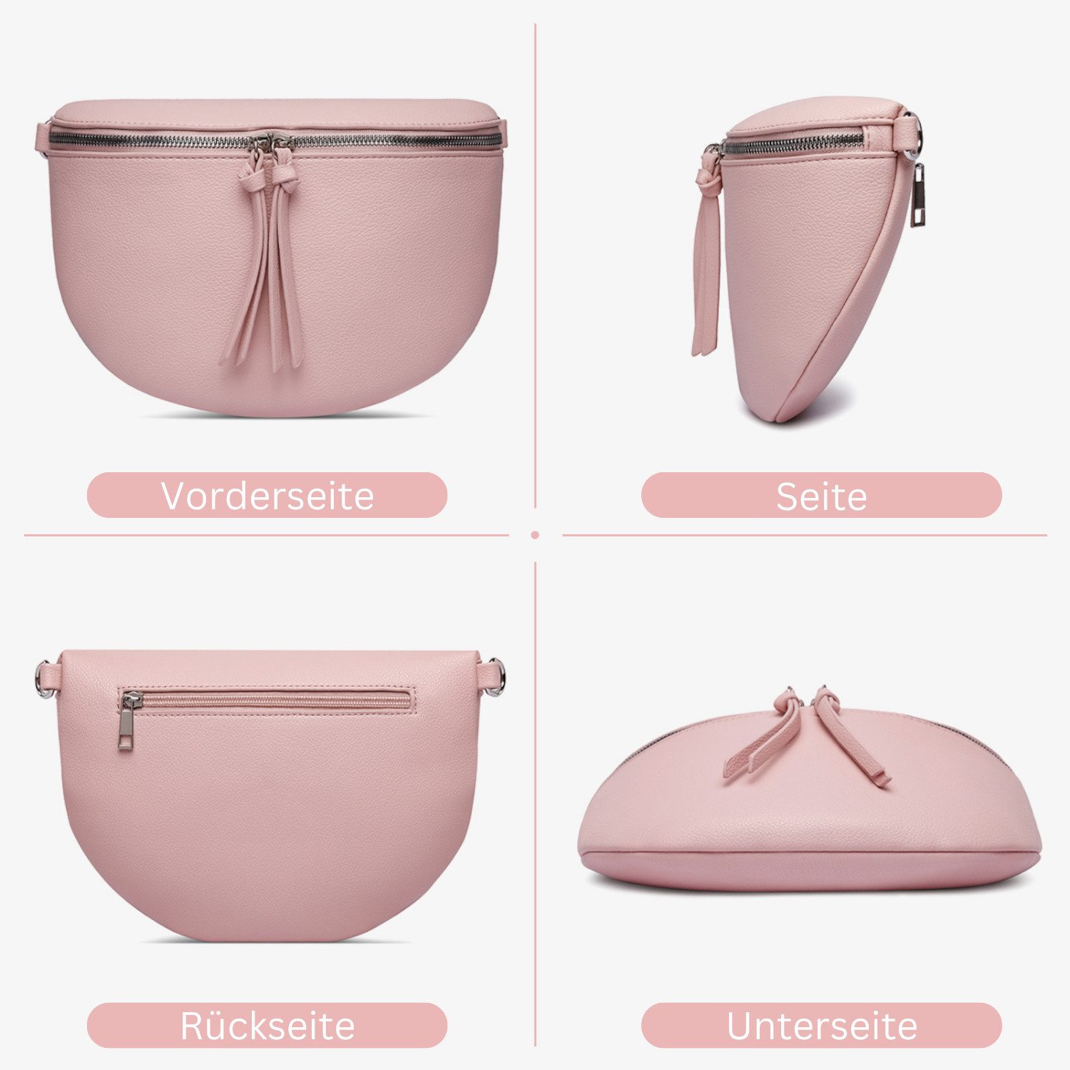 Fomax Bauchtasche aus Kunstleder, Damen Umhängetasche, mit Schulterriemen