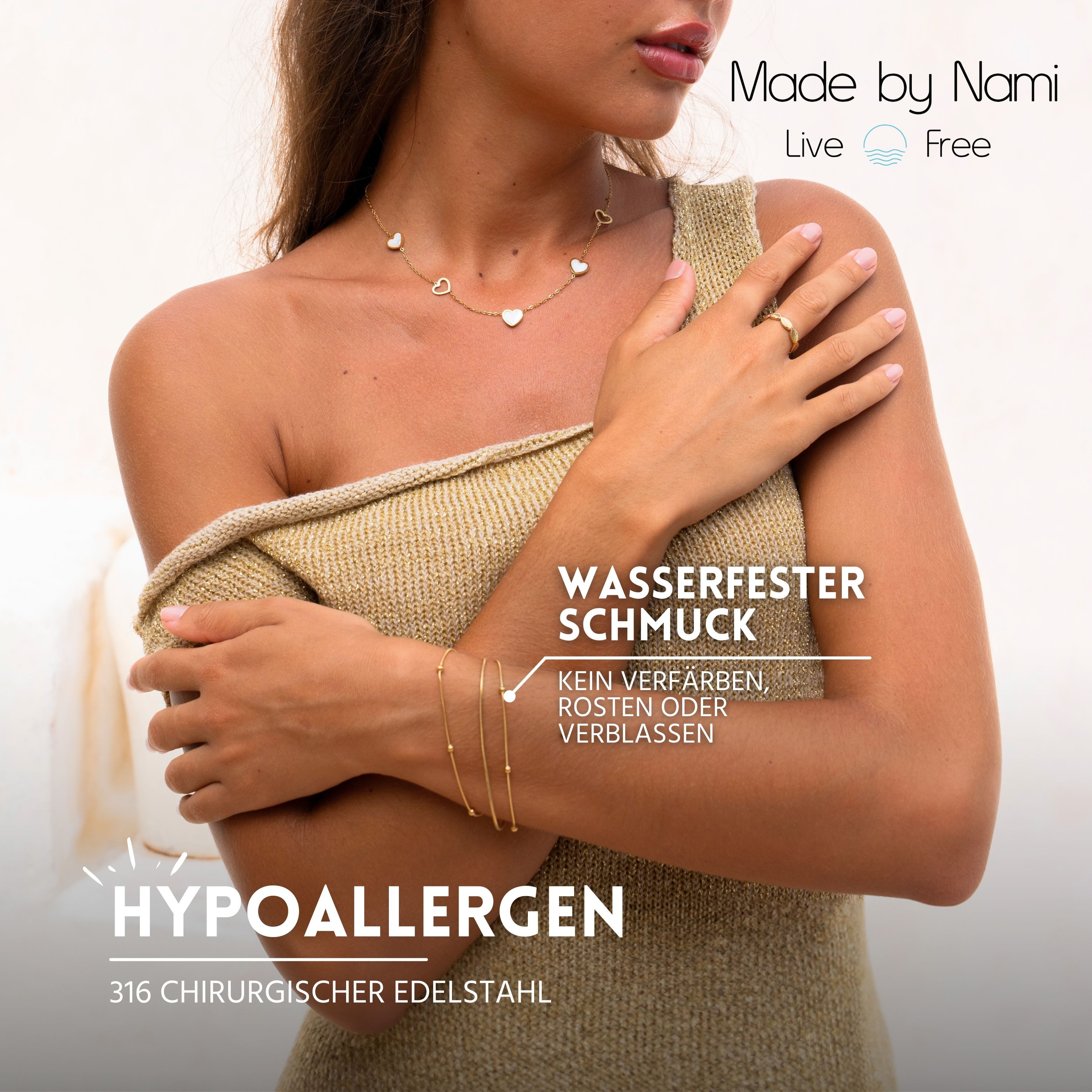 Made by Nami Edelstahlarmband Mehrreihig in Silber oder Gold aus Chirurgisc günstig online kaufen