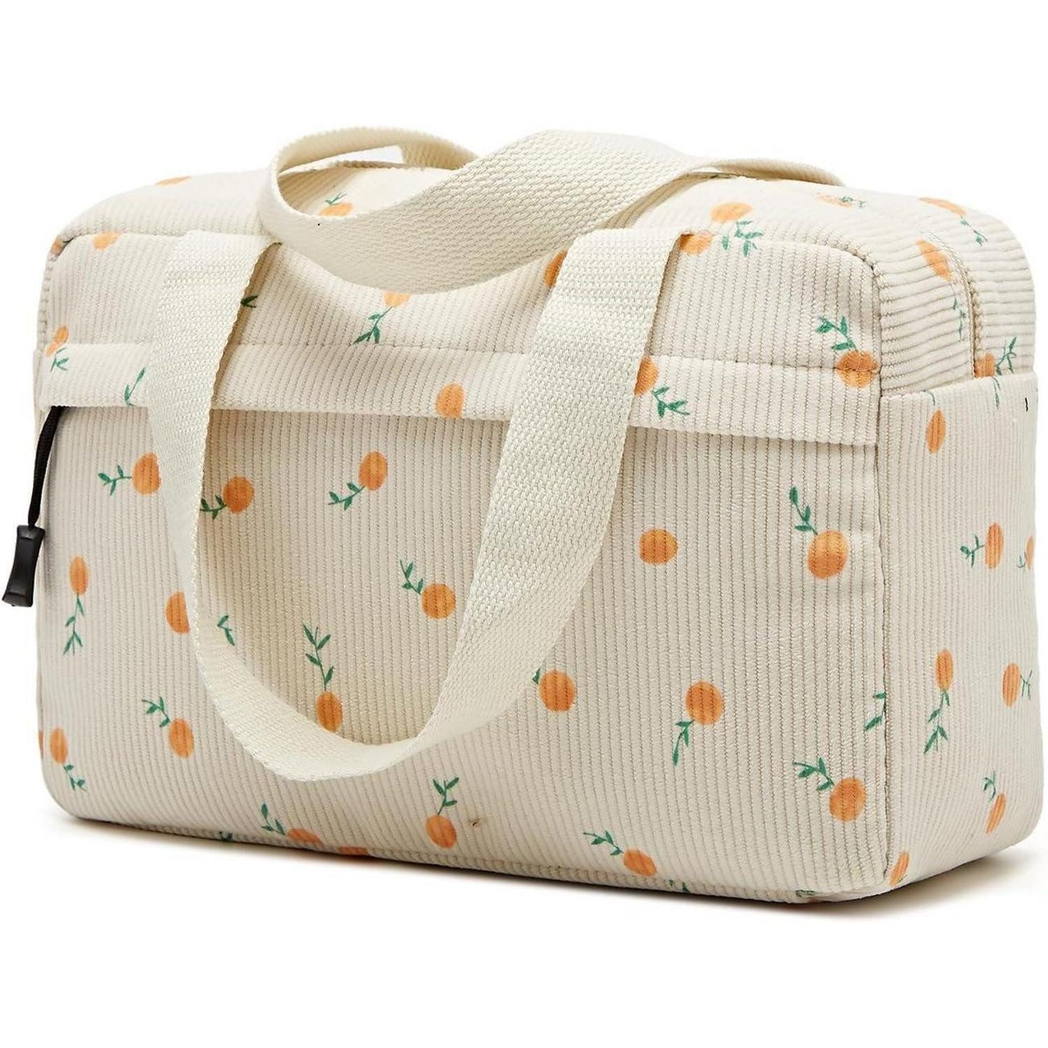 LuxusKollektion Kosmetiktasche Kulturtasche Damen Cord Kosmetiktasche Makeup Reise Cherry beige