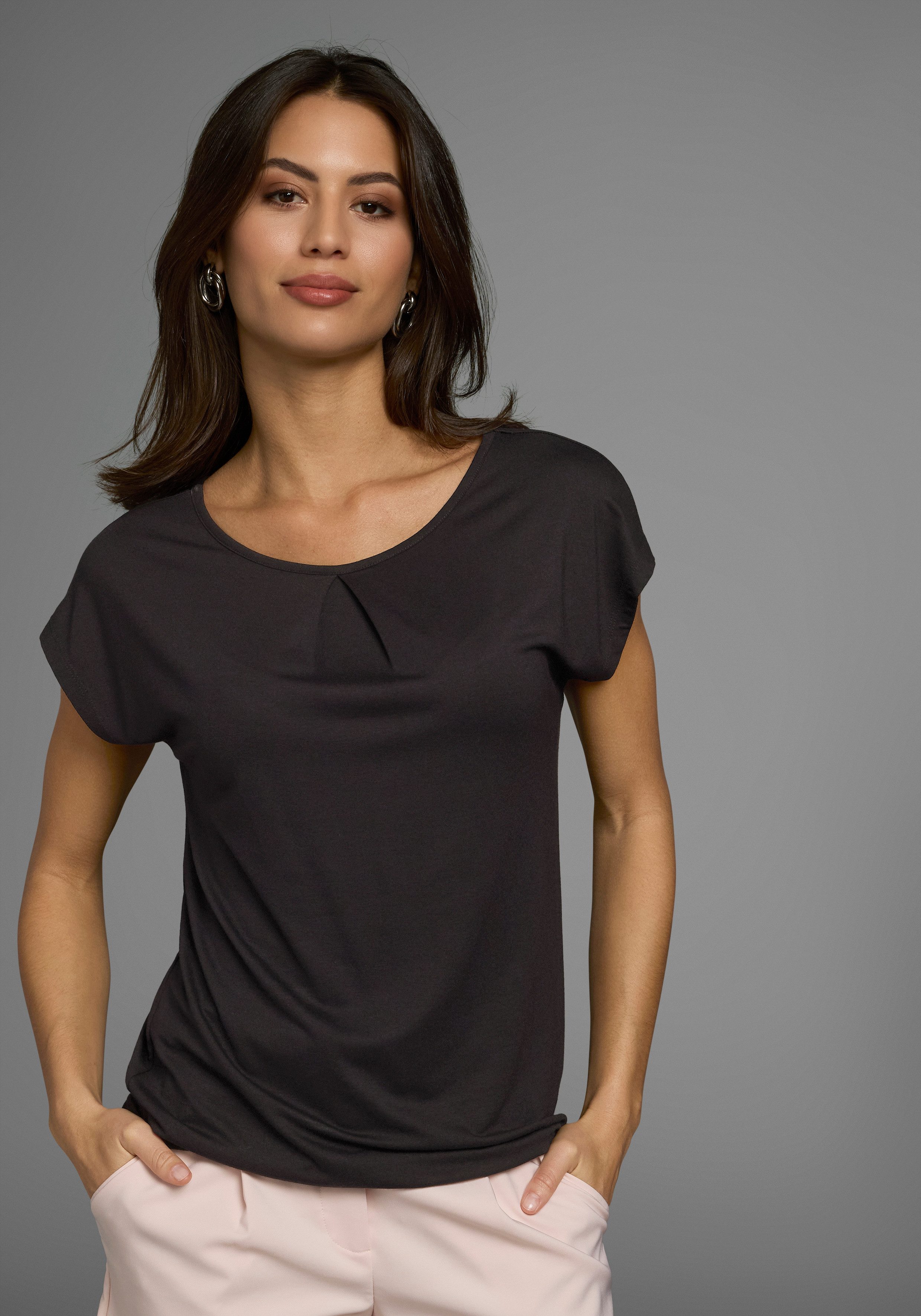 Laura Scott Print-Shirt (2er-Pack) figurbetonte Passform, mit Rundhalsausschnitt, im 2er-Pack