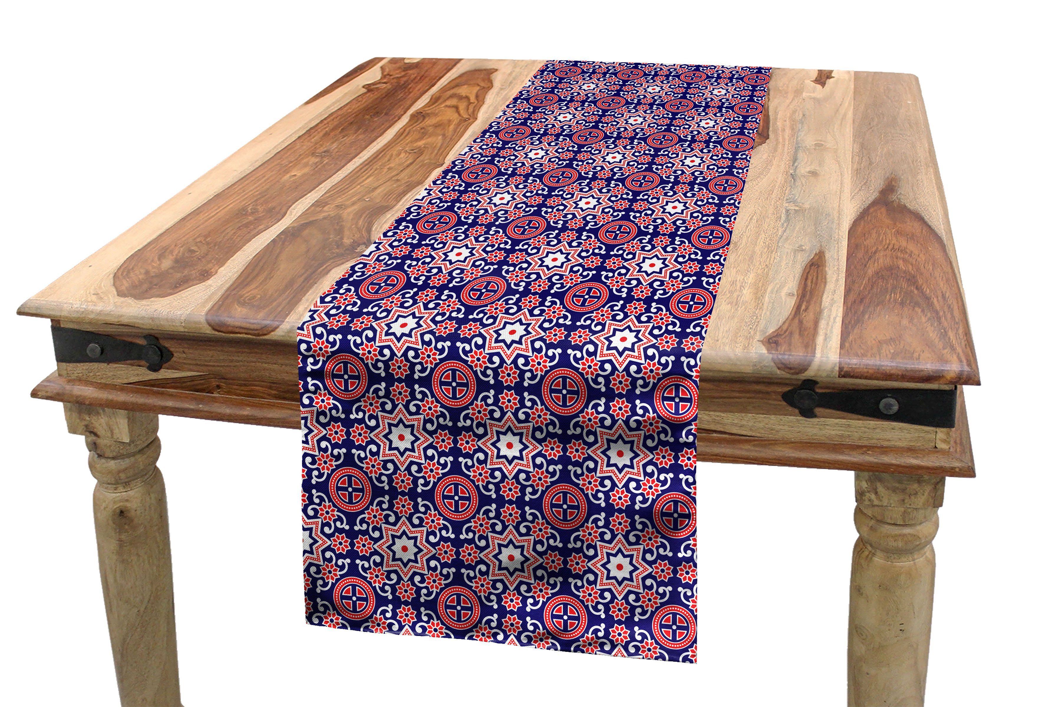 Abakuhaus Tischläufer Esszimmer Küche Rechteckiger Dekorativer Tischläufer, Ethnisch Marokkanische Oriental Alt