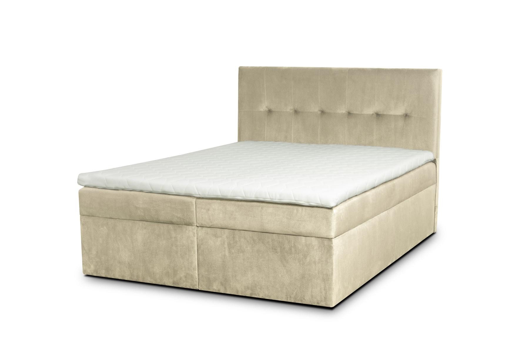 JVmoebel Polsterbett Beige Chesterfield Doppelbett mit Bettkasten aus Textil, Made in Europa