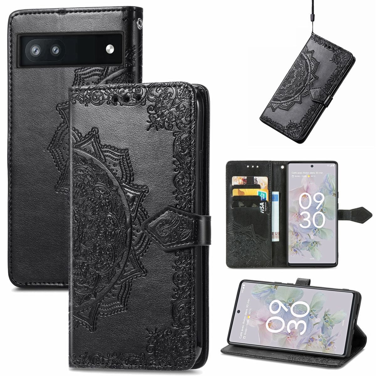 König Design Handyhülle Google Pixel 6A, Schutzhülle Schutztasche Case Cover Etuis Wallet Klapptasche Bookstyle